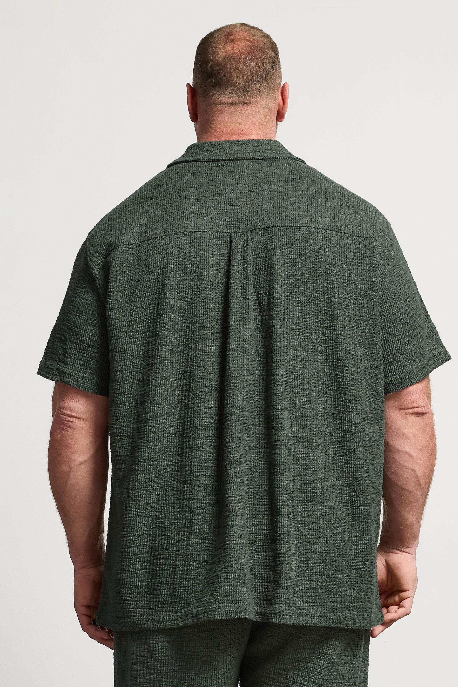 BadRhino Big & Tall Green Textured Revere Shirt | BadRhino 4