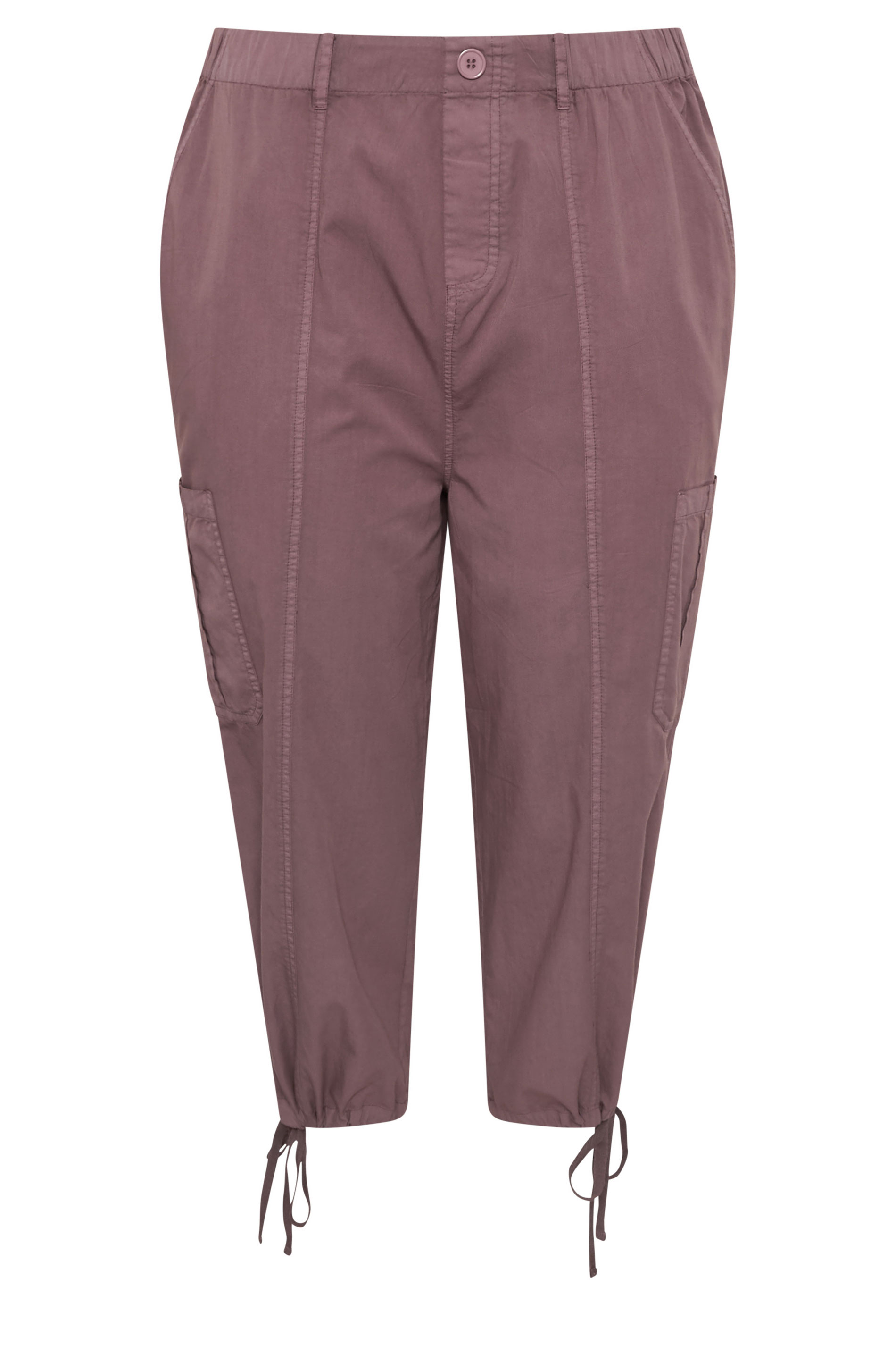 YOURS Plus Size Pink Cropped Cargo Trousers | Yours Clothing 5