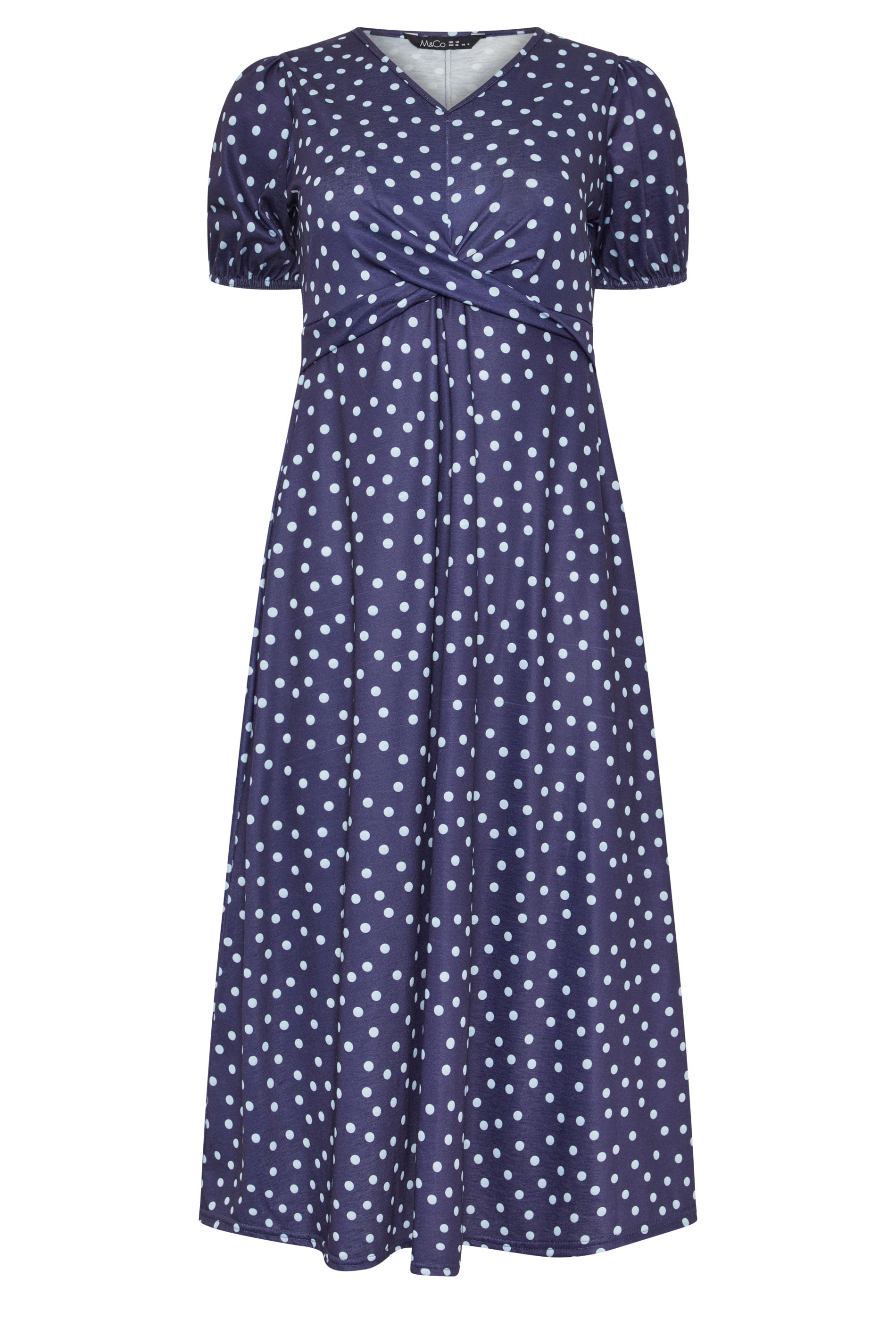 M&Co Petite Navy Blue Polka Dot Twist Front Maxi Dress | M&Co 5