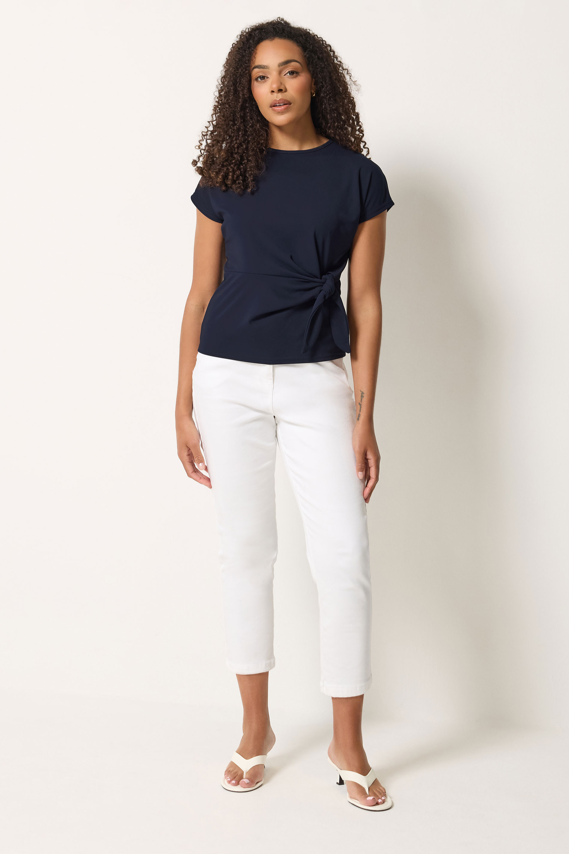 M&Co Navy Blue Tie Waist Top | M&Co 1