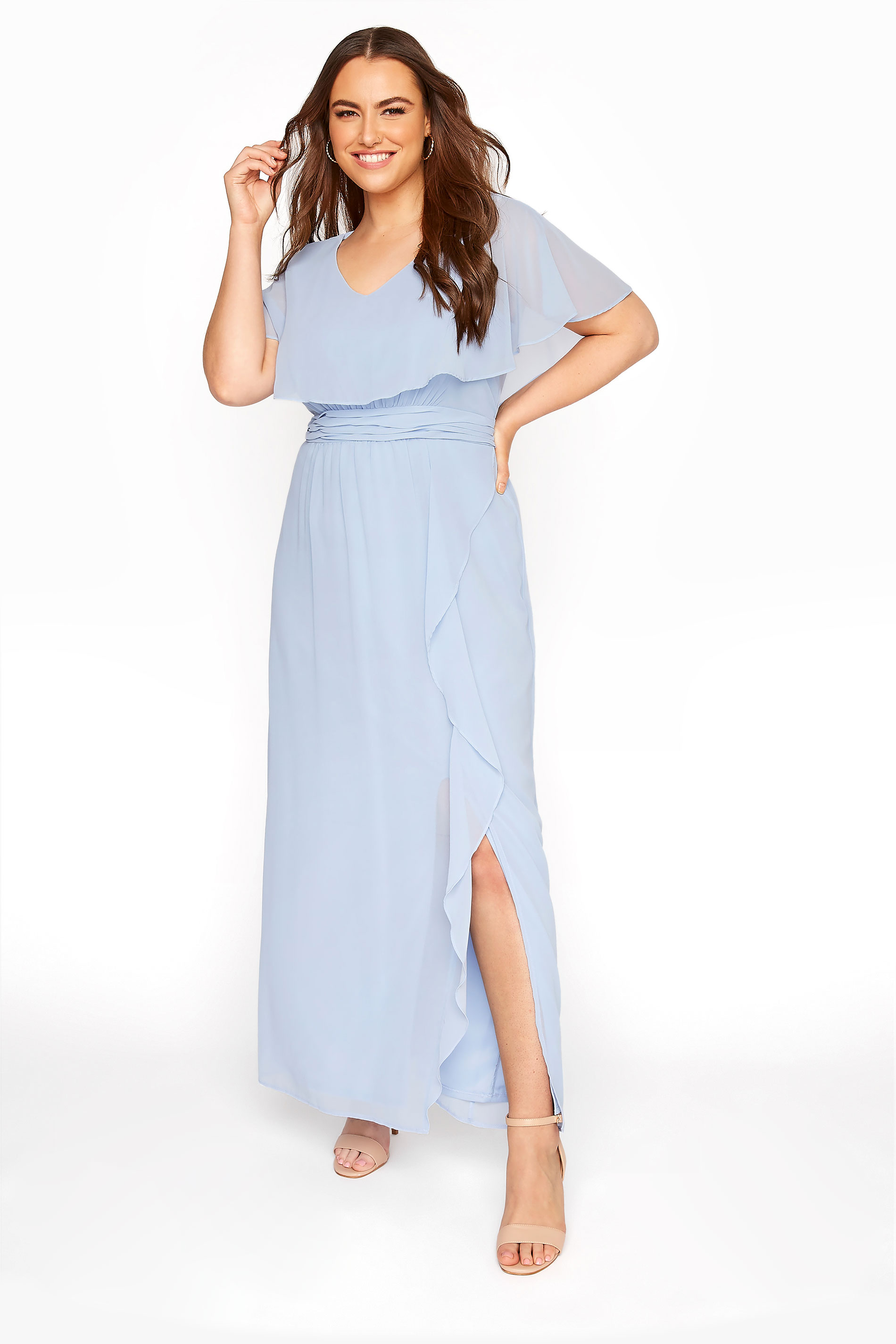 Light Blue Angel Sleeve Maxi Dress | Yours Clothing