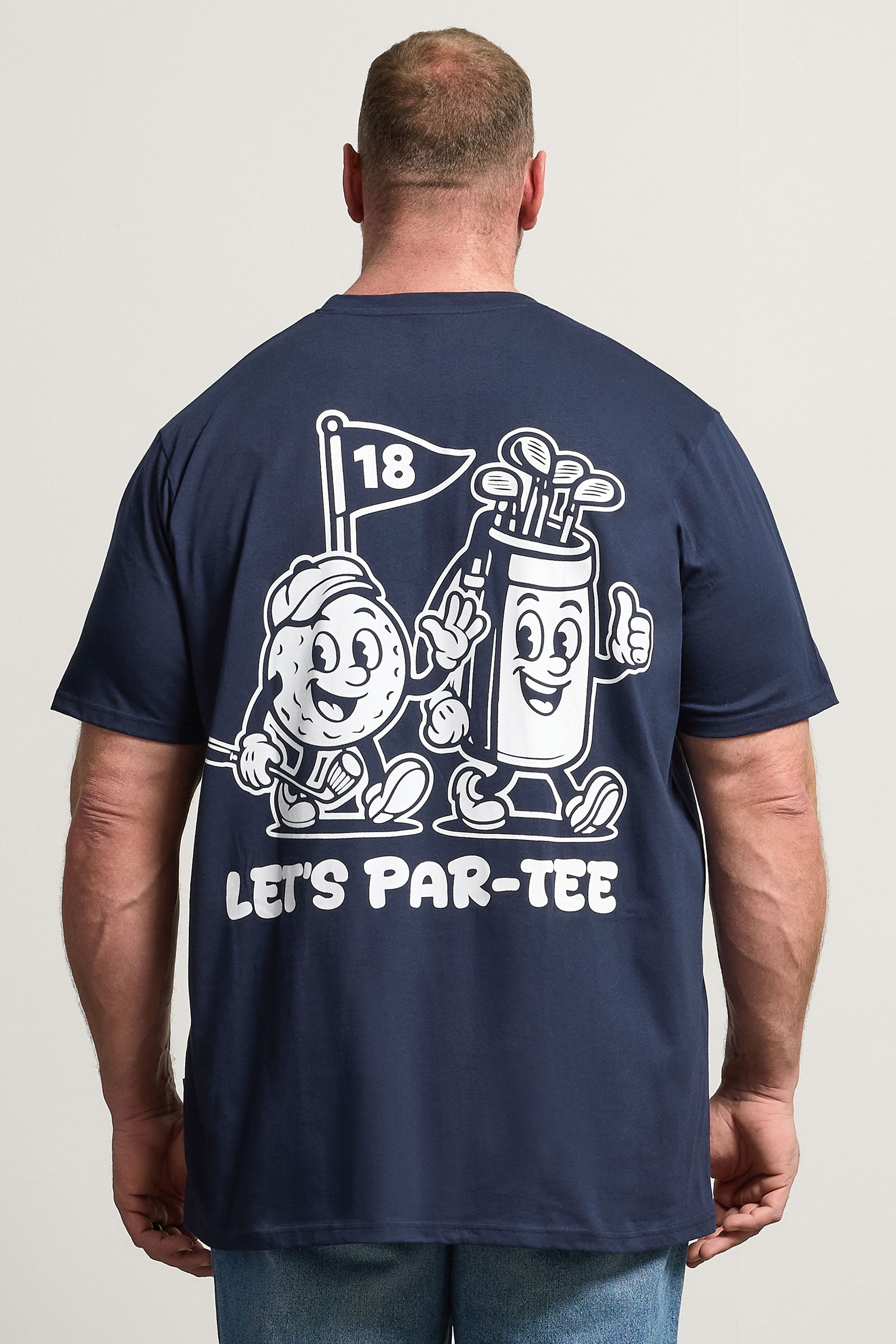 BadRhino Big & Tall Navy Blue Extra Long 'Cartoon Golf' Graphic T-Shirt | BadRhino 3