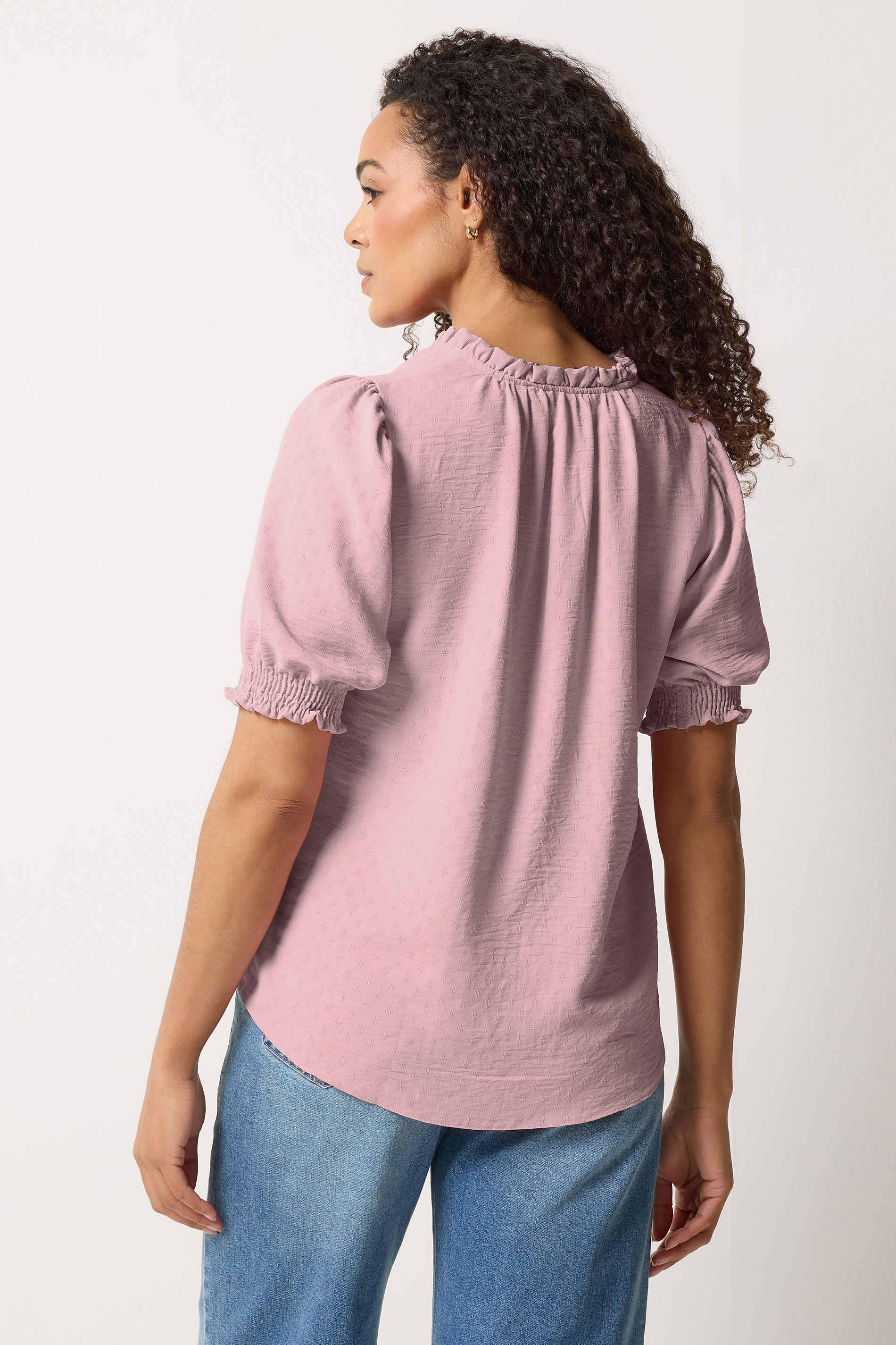 M&Co Pink Pastel Tie Neck Frill Sleeve Blouse | M&Co 4