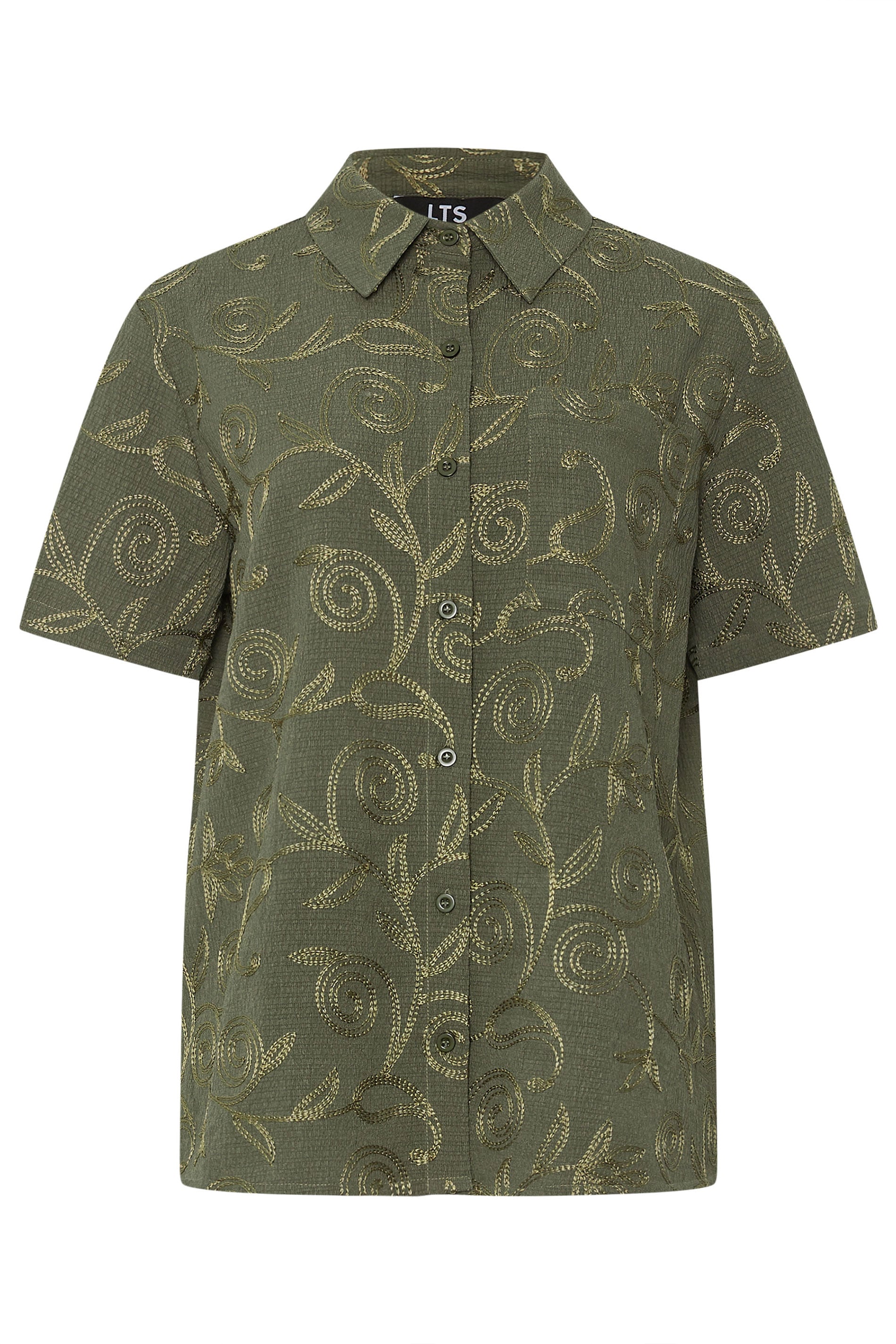 LTS Tall Women's Olive Green Floral Embroidered Shirt | Long Tall Sally 7