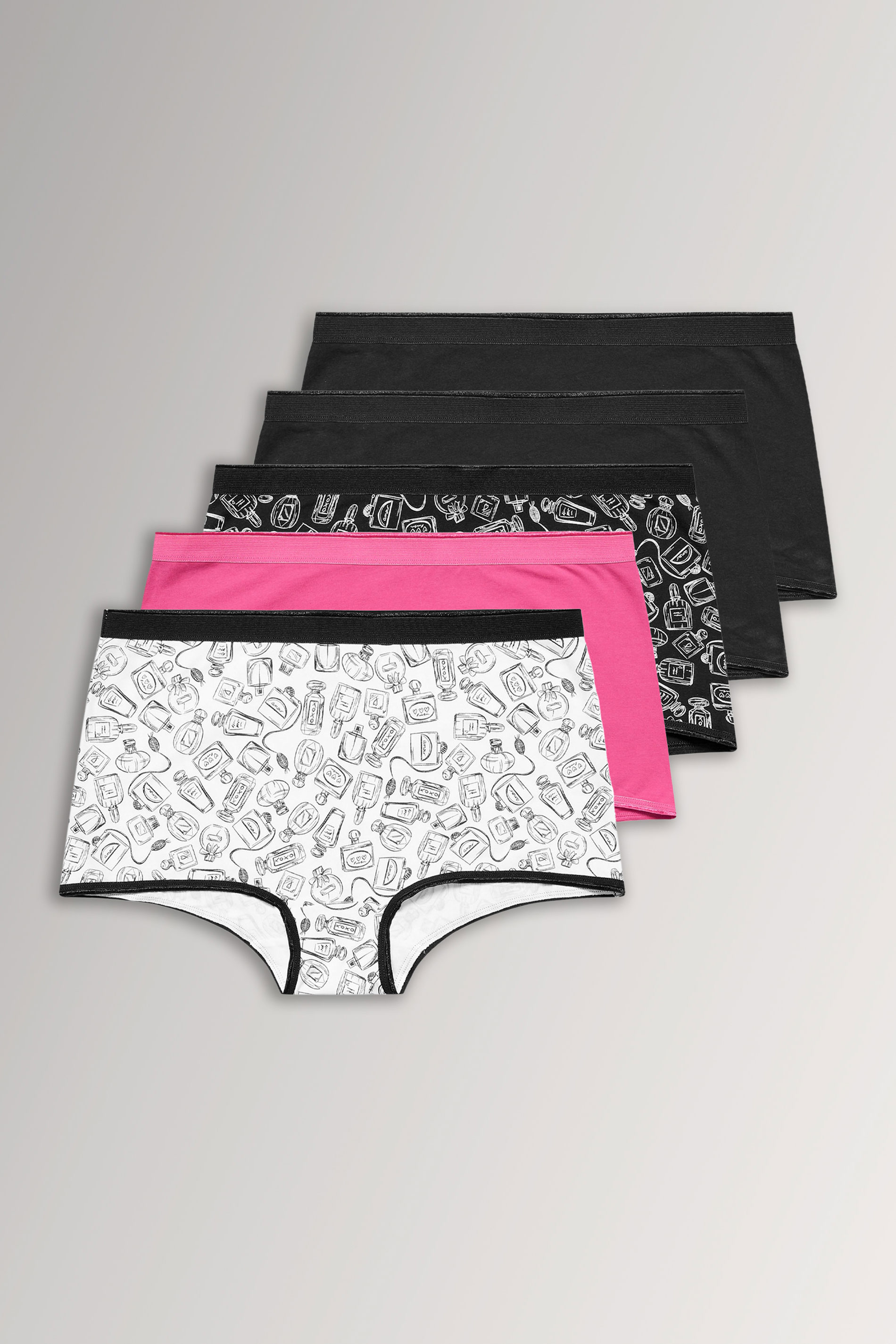 YOURSET 5 PACK Curve Black Perfume Bottle Print Shorts | Yours Clothing 3