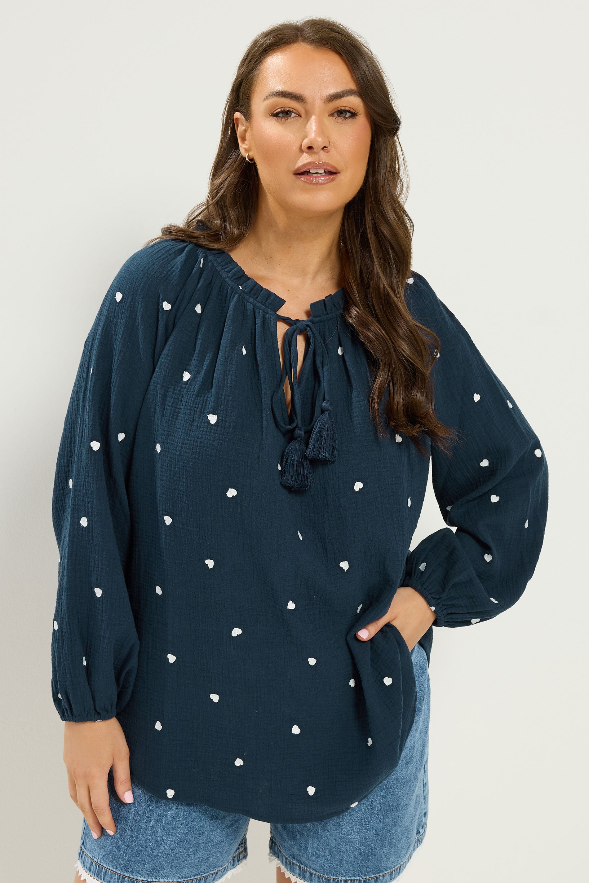 YOURS Plus Size Navy Blue Blouse | Yours Clothing 3