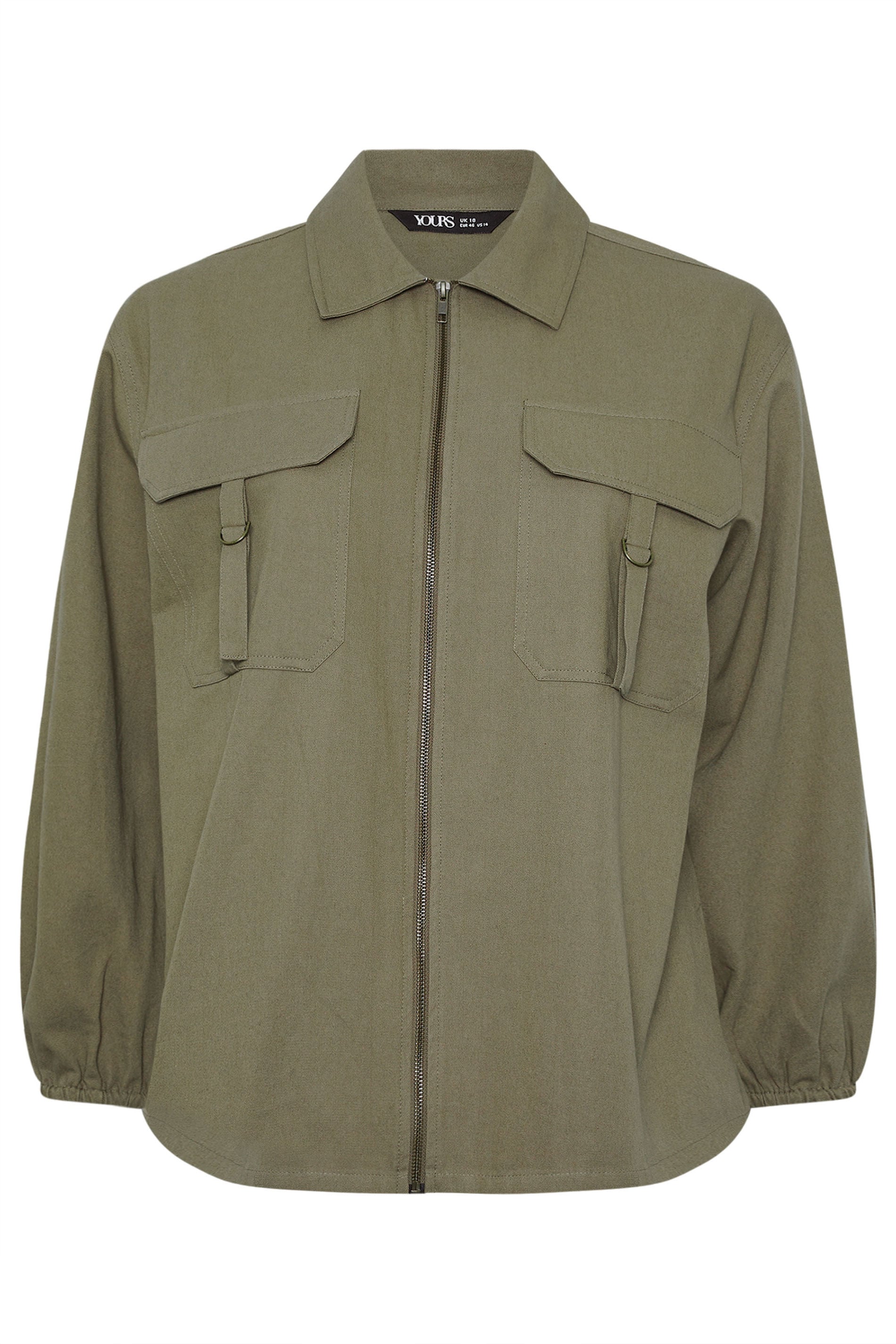 YOURS Curve Khaki Green Utility Shacket 5