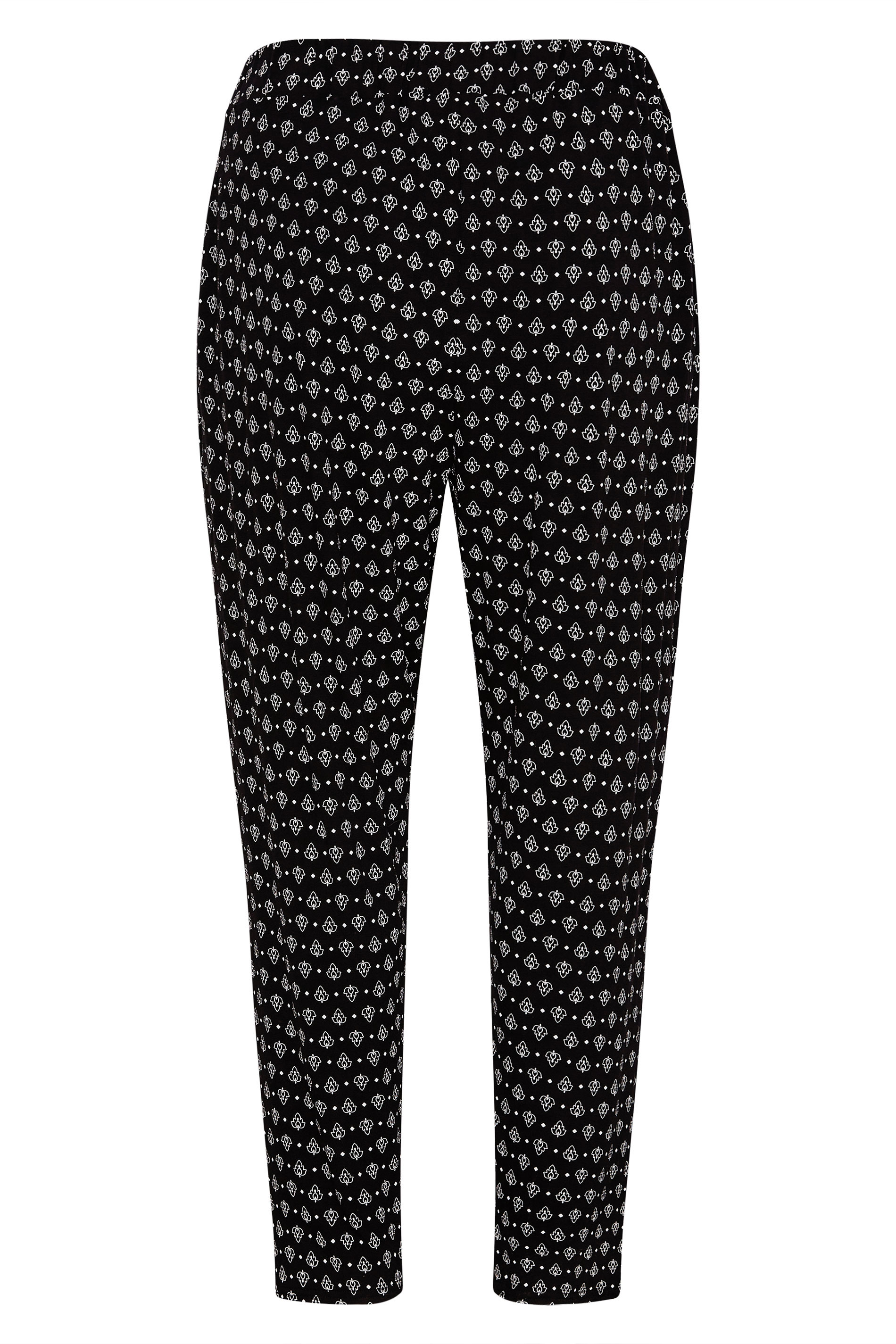 Grande taille  Pantalons Grande taille  Joggings | Jogging Noir Imprimé Géométrique Floral - UB66866