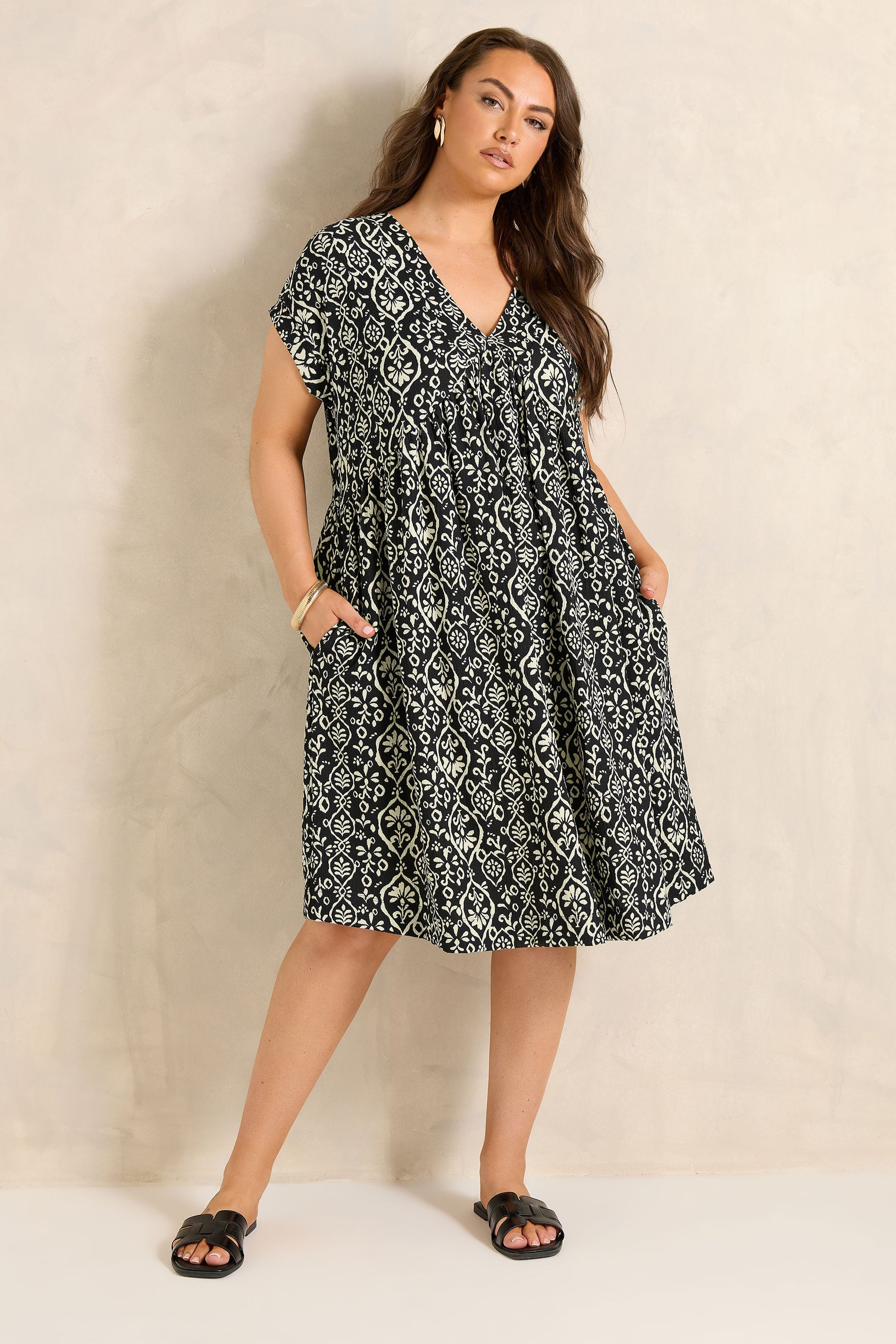EVANS Curve Black Ikat Mini Dress 1