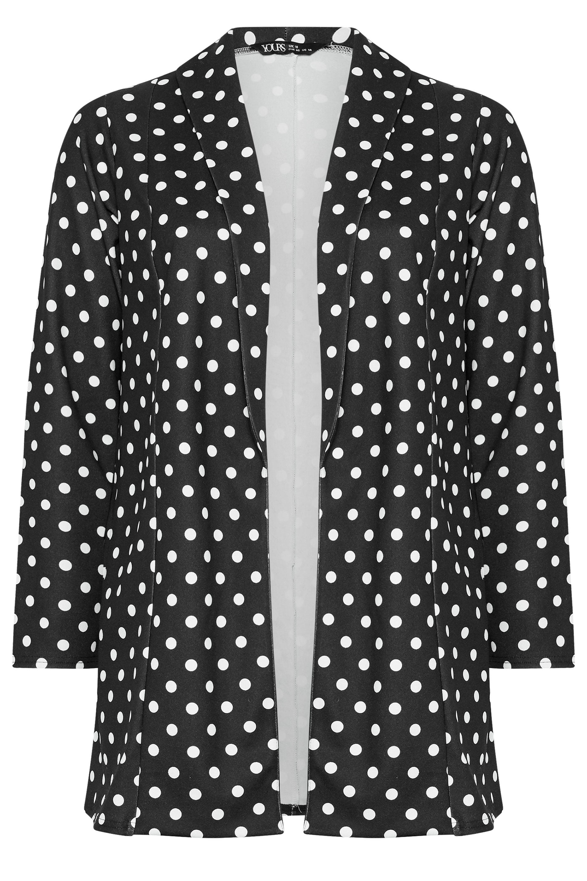 YOURS Plus Size Black Polka Dot Blazer | Yours Clothing 5