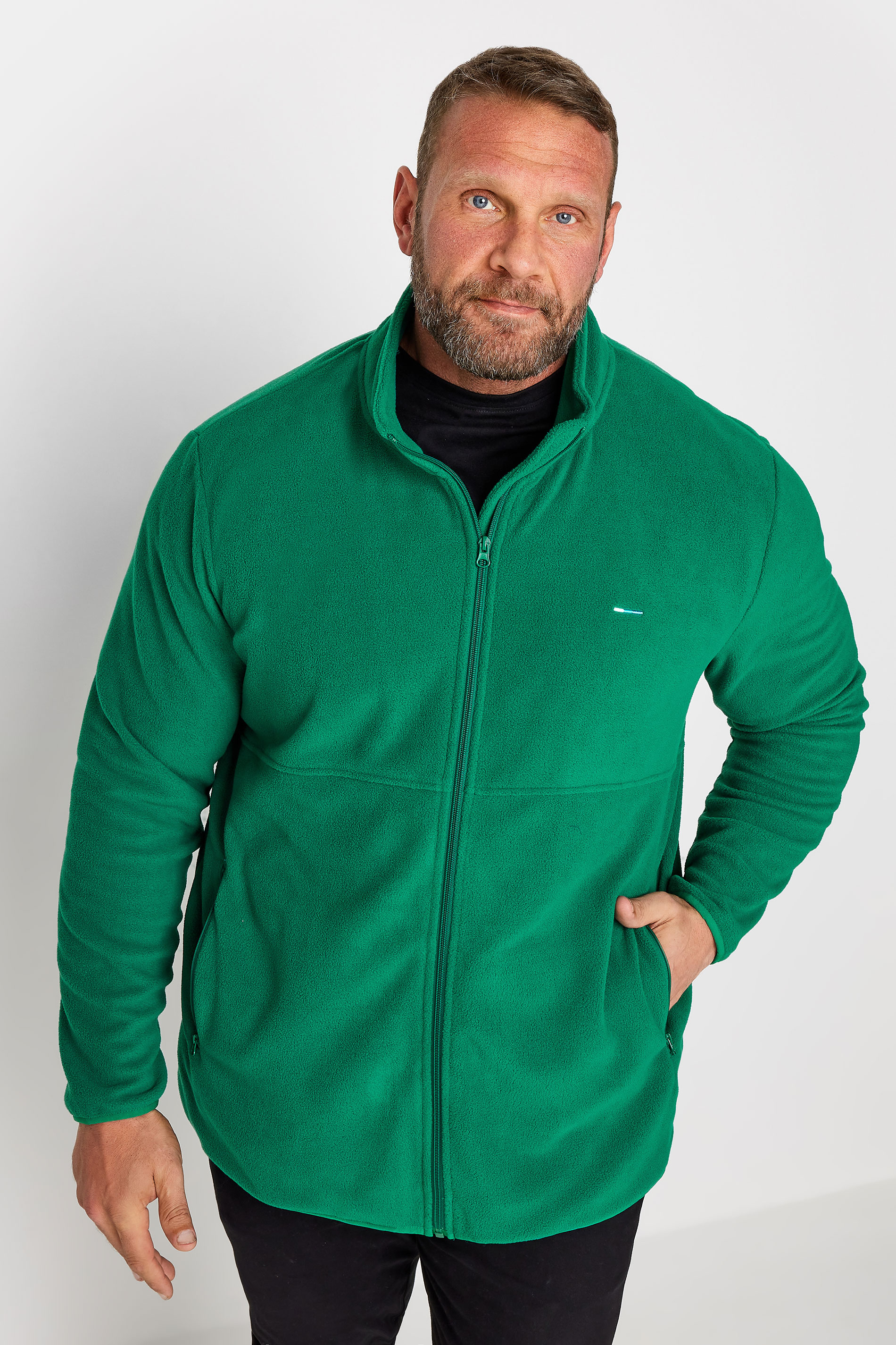 BadRhino Big & Tall Green Essential Zip Through Fleece | BadRhino 1