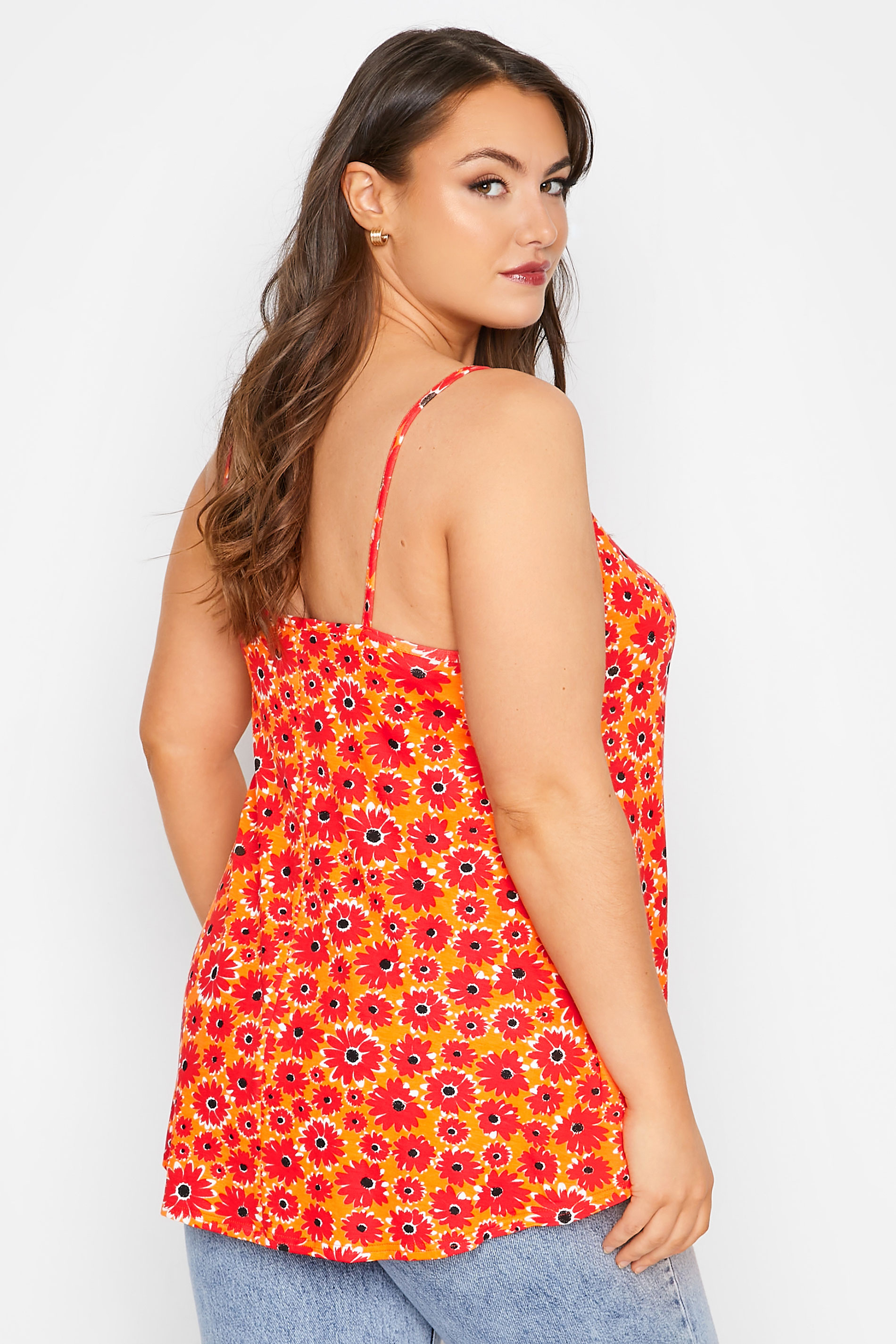 Grande taille  Tops Grande taille  Top à fleurs | LIMITED COLLECTION Curve Orange Floral Print Ruched Swing Cami Top - WW68080