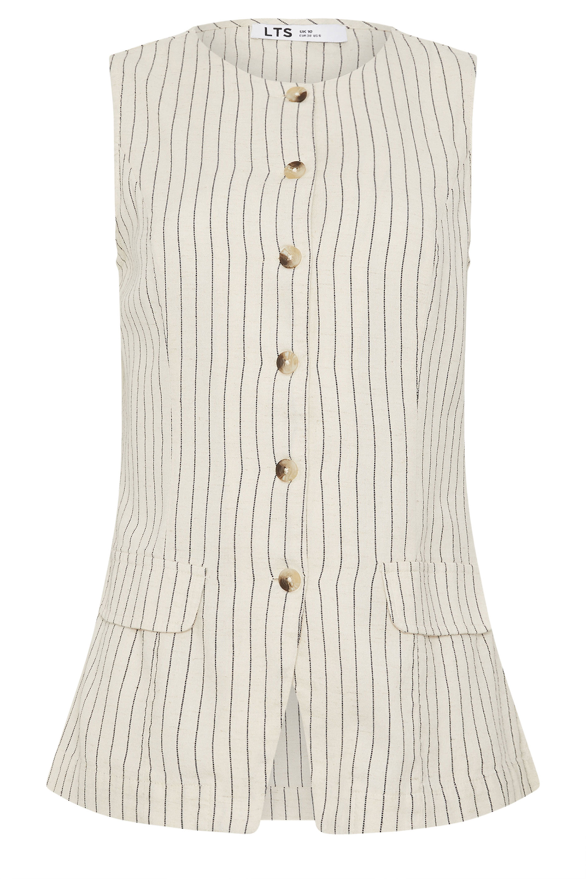 LTS Tall Women's Ivory White Pinstripe Linen Waistcoat | Long Tall Sally 6