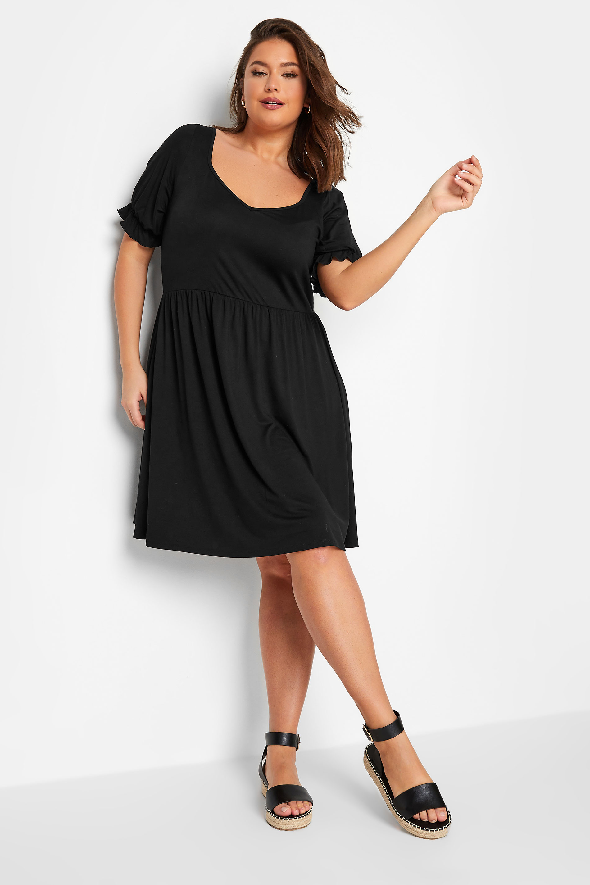 LIMITED COLLECTION Curve Black Smock Sweetheart Dress | Yours Clothing 1