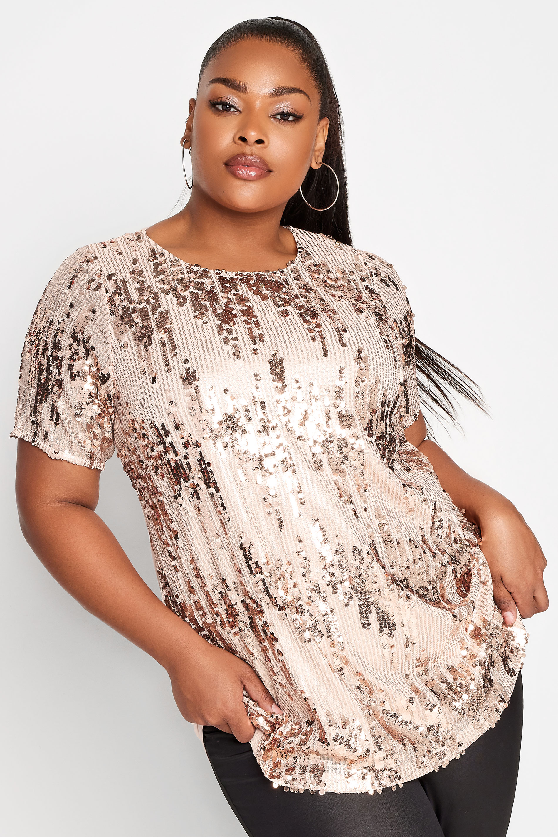 Product Video For YOURS LONDON Plus Size Pink Ombre Sequin Top | Yours Clothing 1