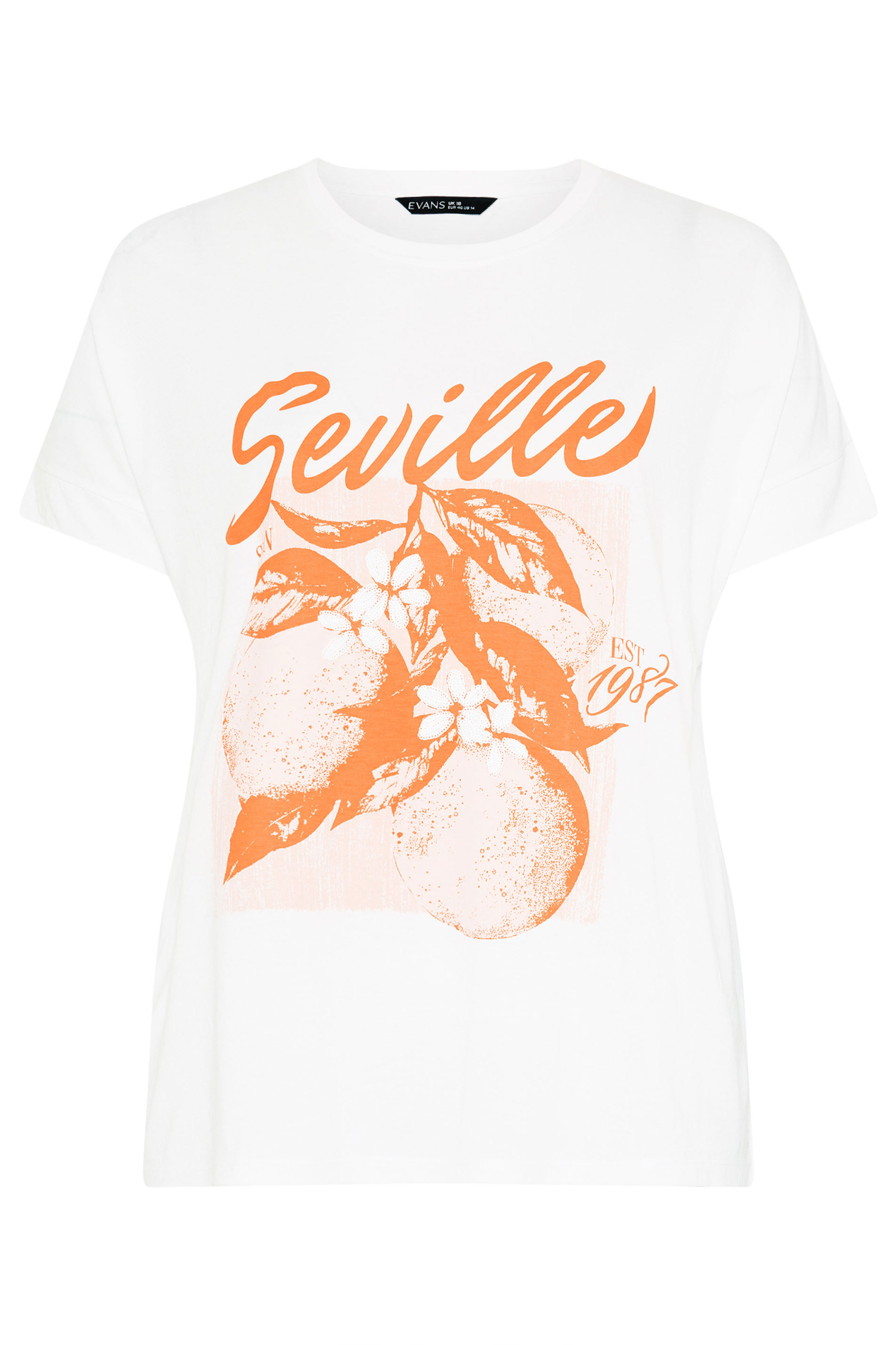 EVANS Plus Size Orange Print Modal Rich Graphic Tee | Evans 6