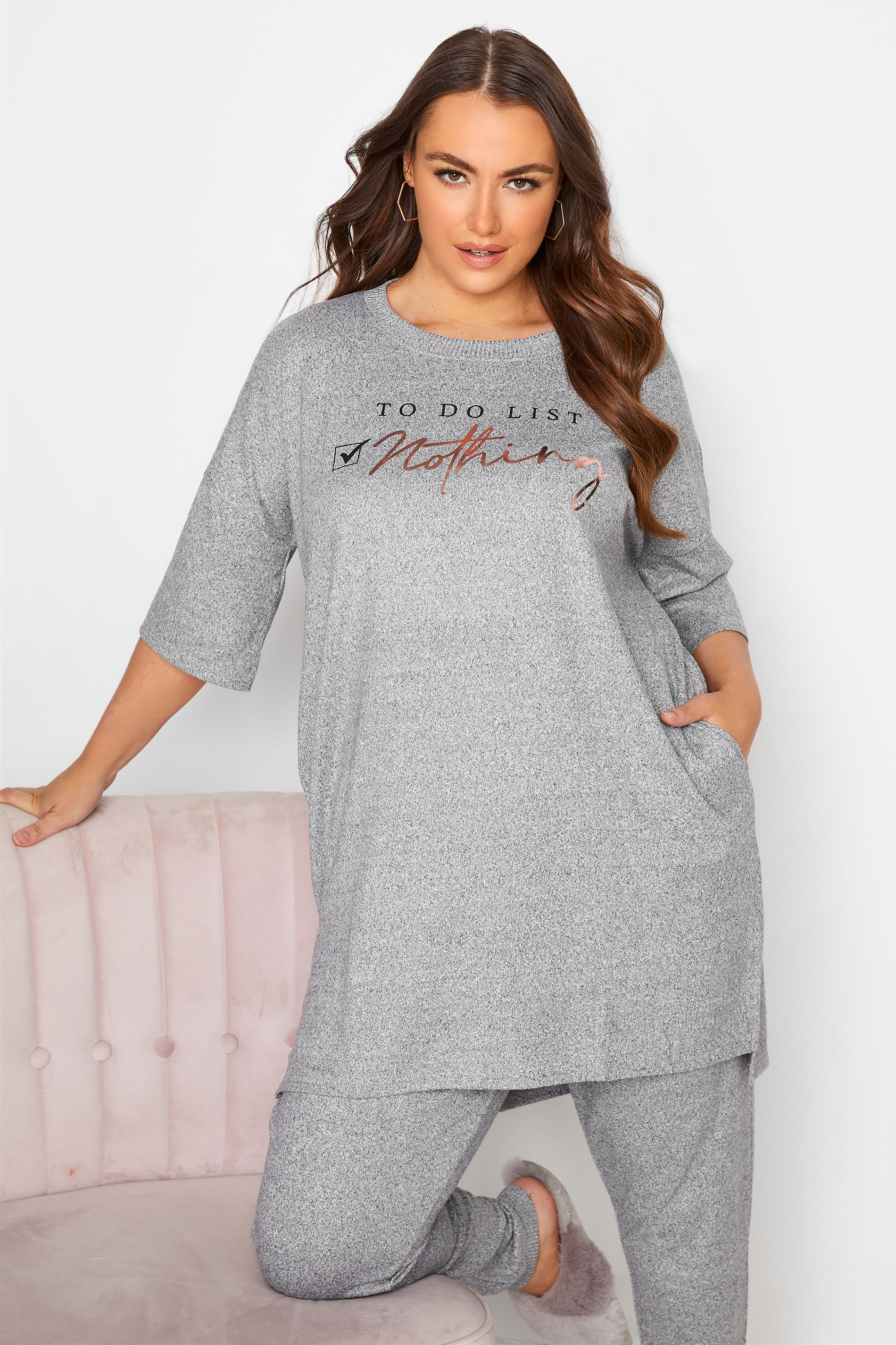 Curve Grey 'To Do List: Nothing' Longline Lounge Top 1