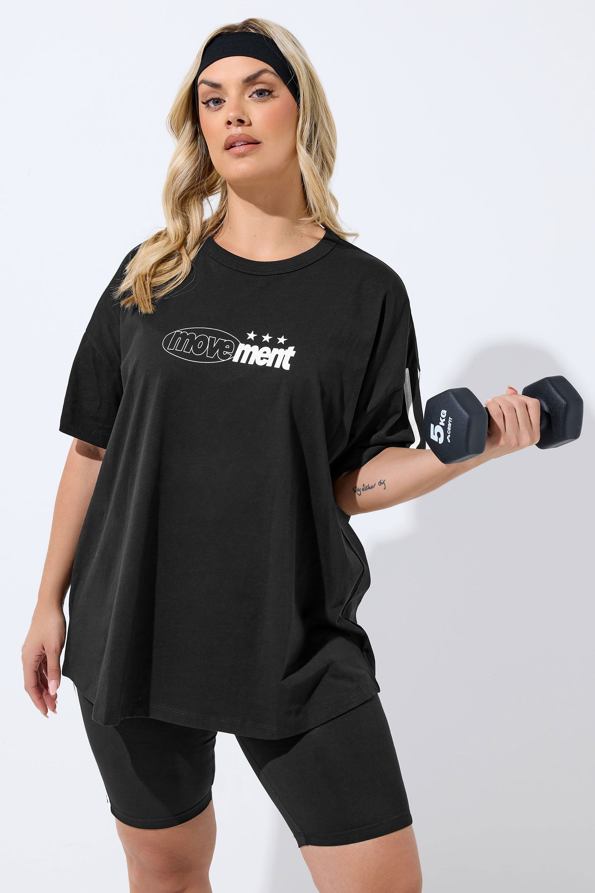 YOURS ACTIVE Plus Size Black 'Movement' T-Shirt | Yours Clothing 1