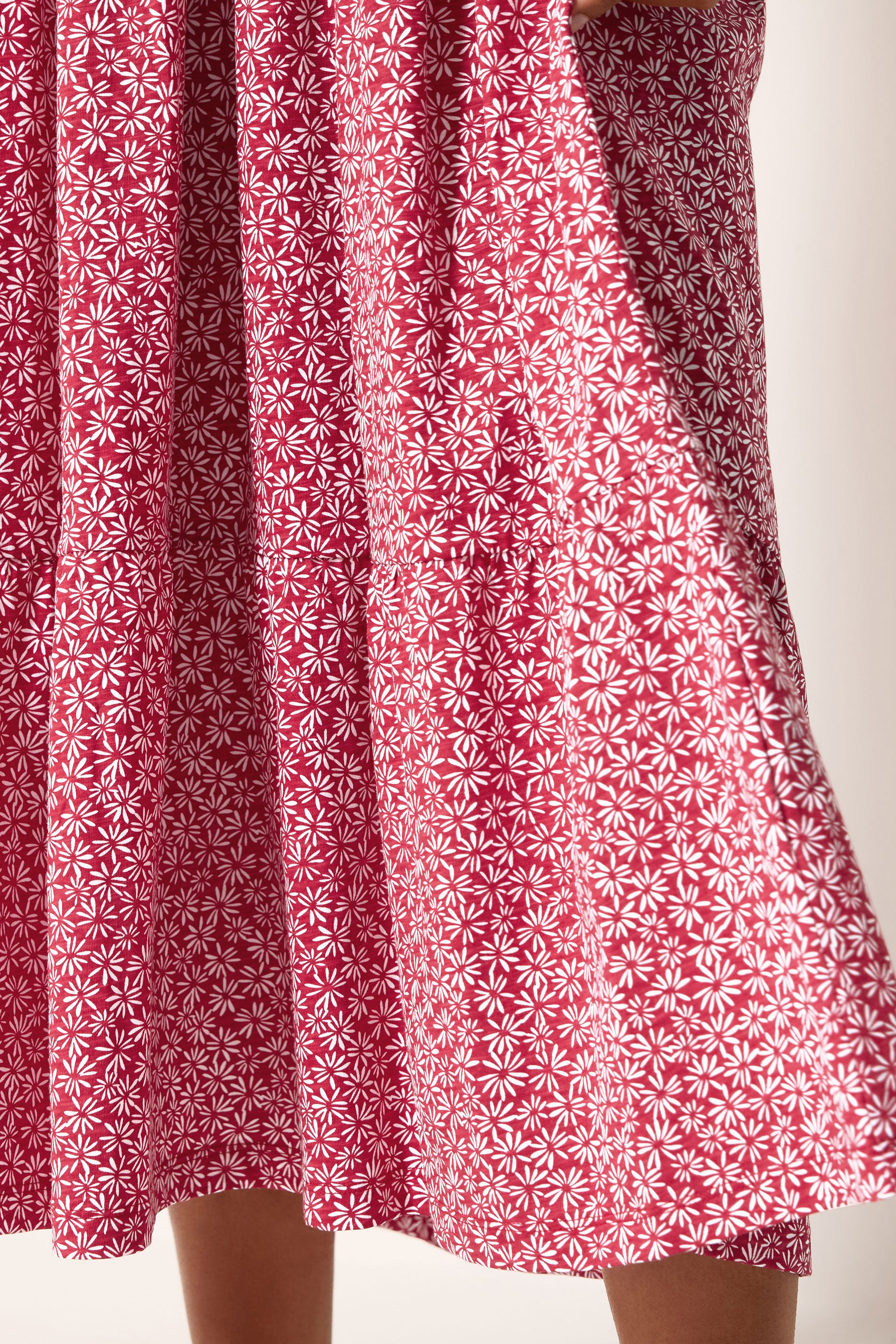 M&Co Red Floral Print Cotton Tiered Maxi Dress | M&Co 5