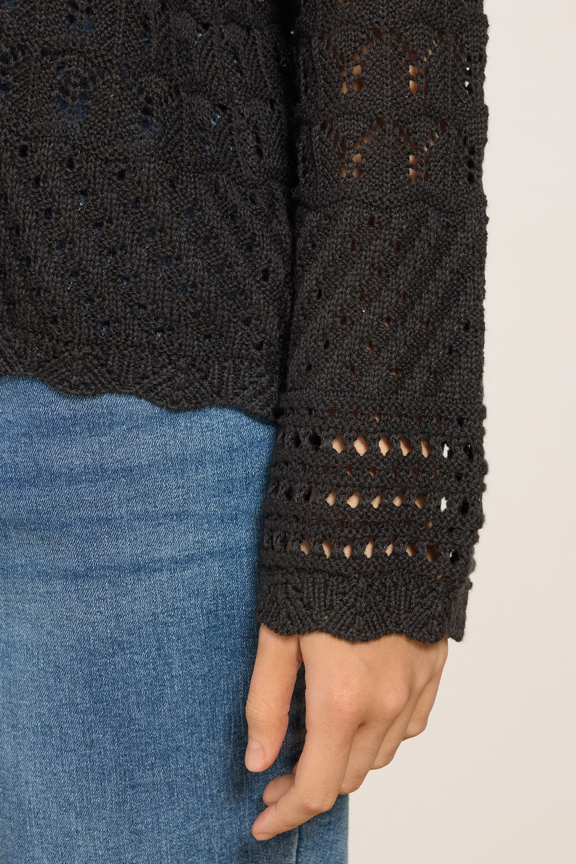 M&Co Black Crochet Button Through Cardigan | M&Co 4