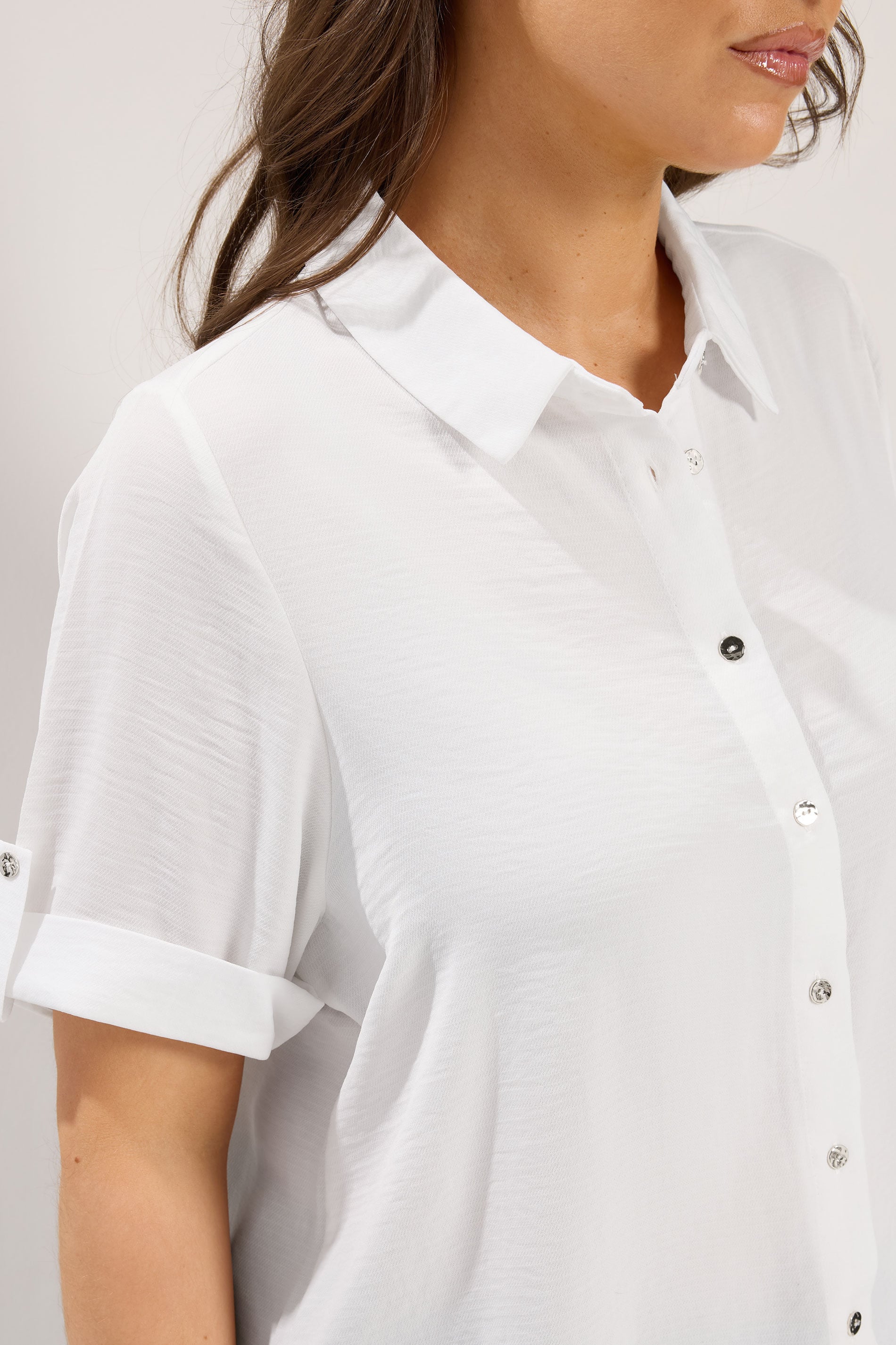 YOURS Plus Size White Relaxed Short Sleeve Shirt | Yours Clothing 4