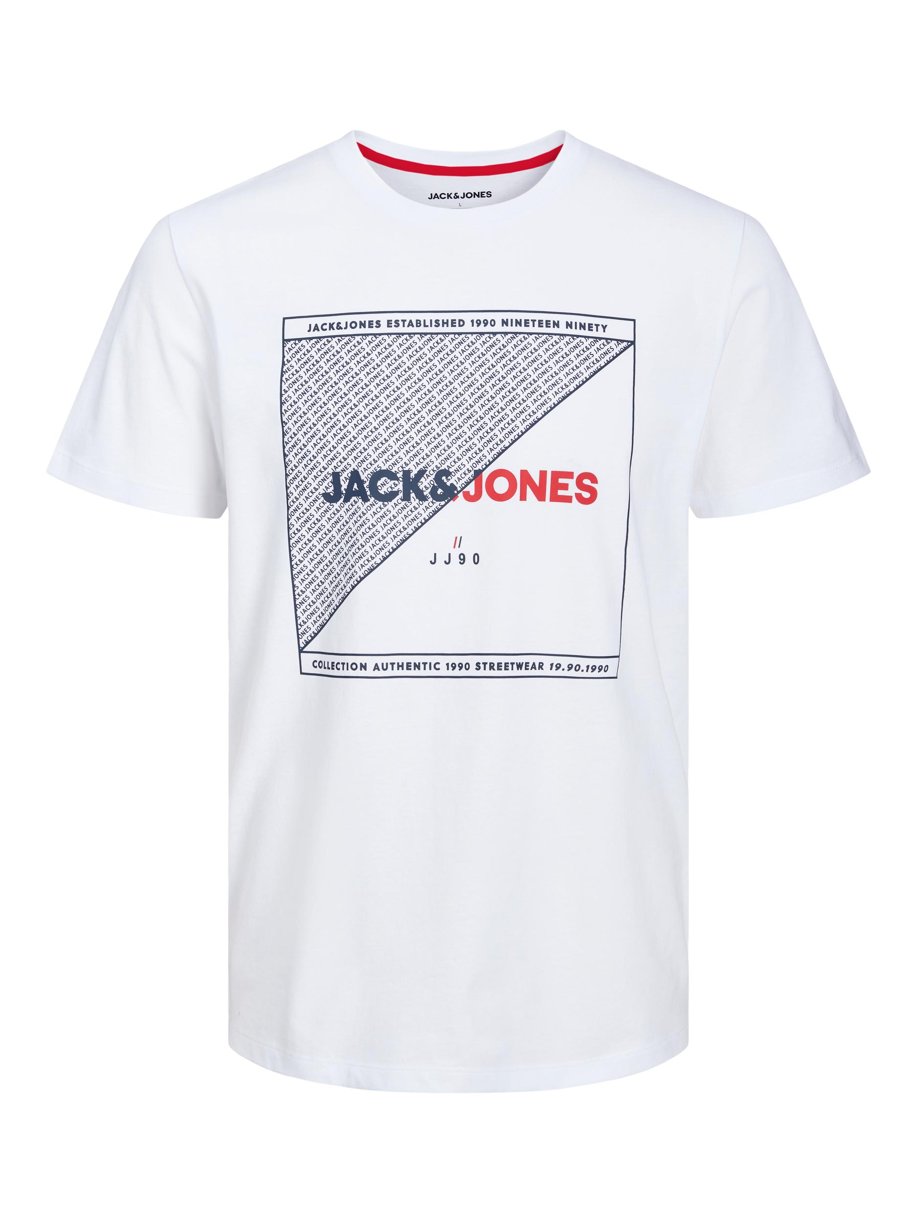 JACK & JONES Big & Tall White Printed T-Shirt | BadRhino 2