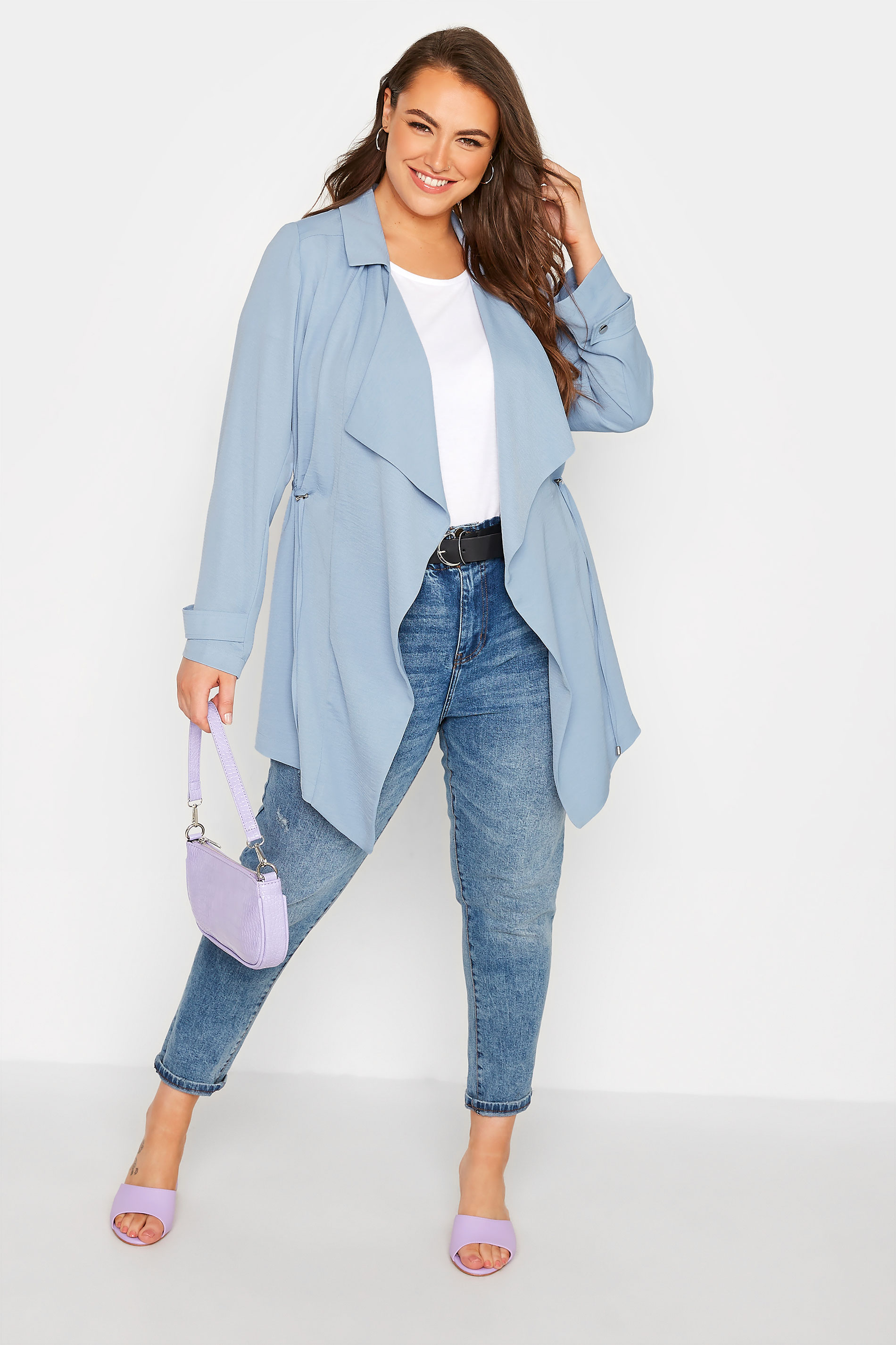 Plus Size Blue Waterfall Jacket | Yours Clothing  2