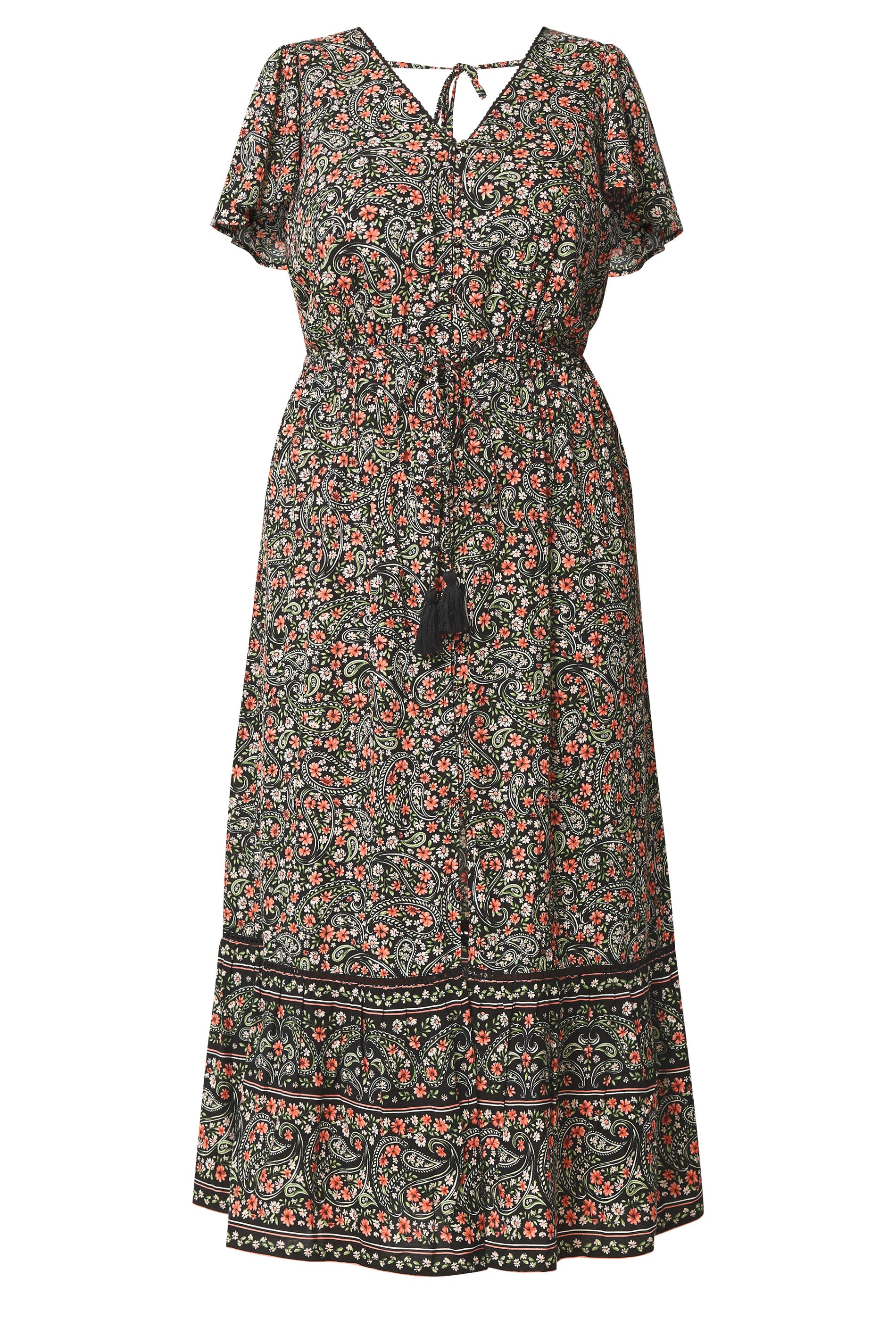 YOURS Plus Size Black Ditsy Floral Border Detail Dress | Yours Clothing 6
