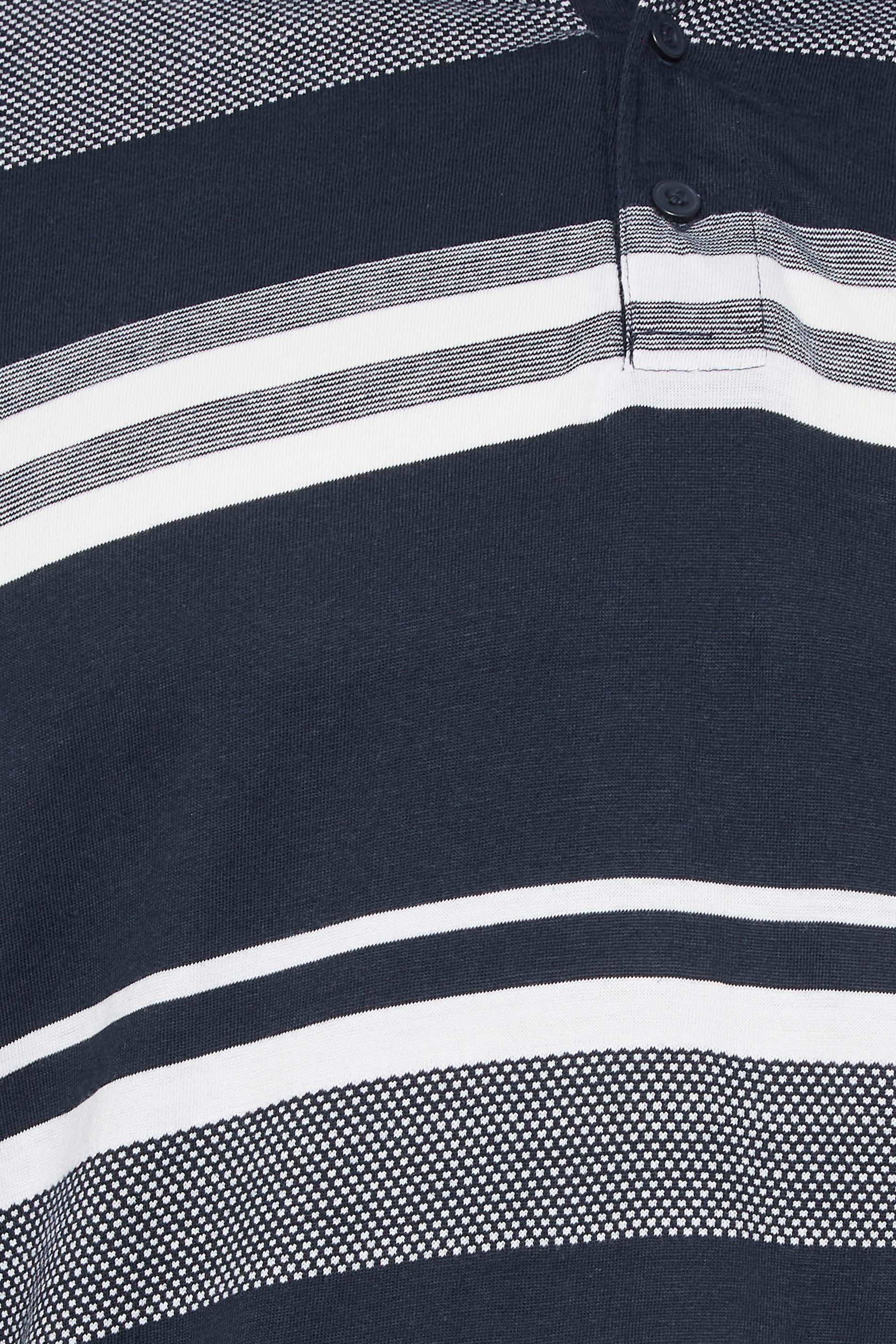 BadRhino Big & Tall Navy Blue & White Stripe Polo Shirt | BadRhino 3