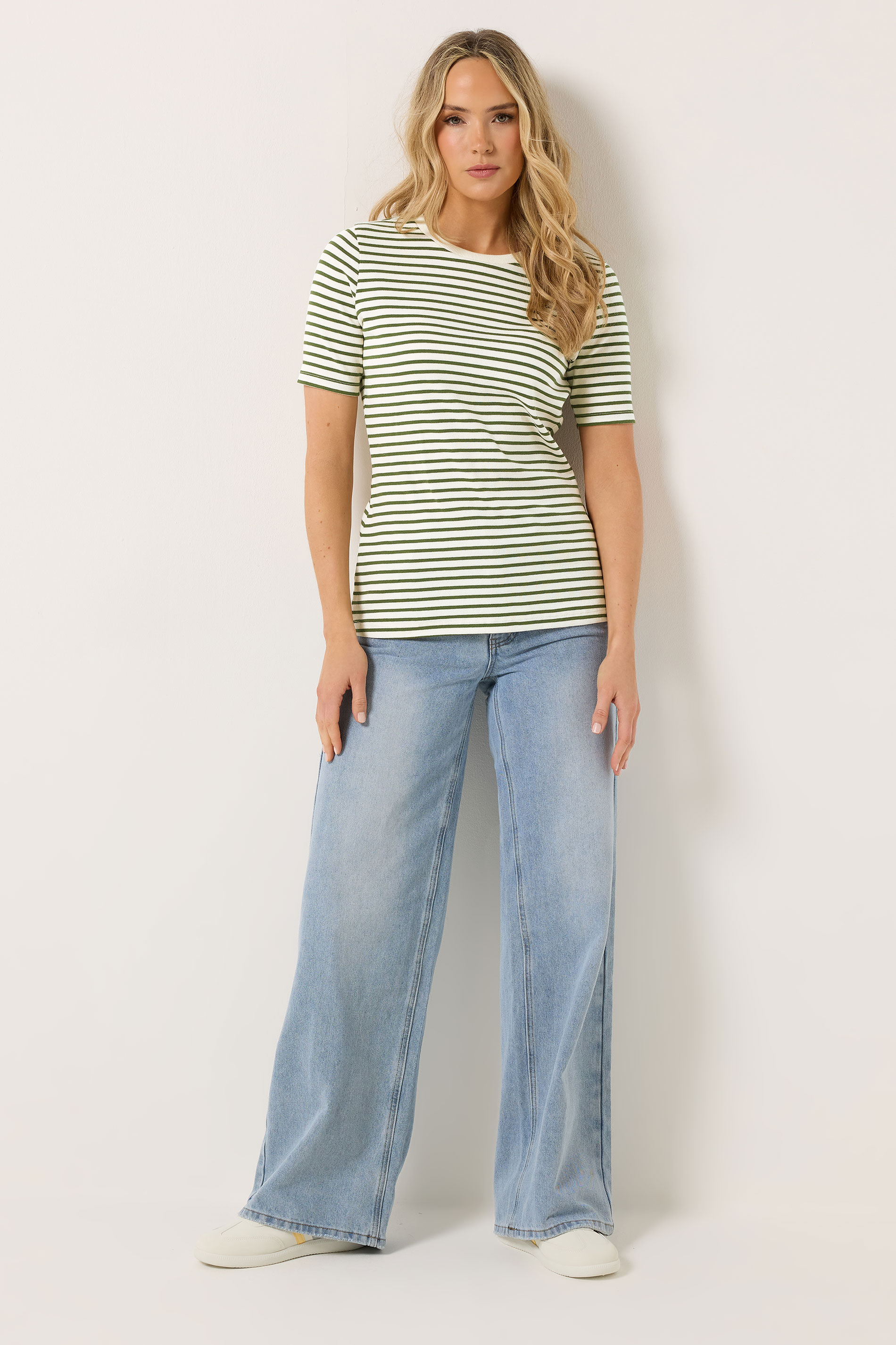 LTS Tall Women's Olive Green Stripe Ribbed T-Shirt | Long Tall Sally 2