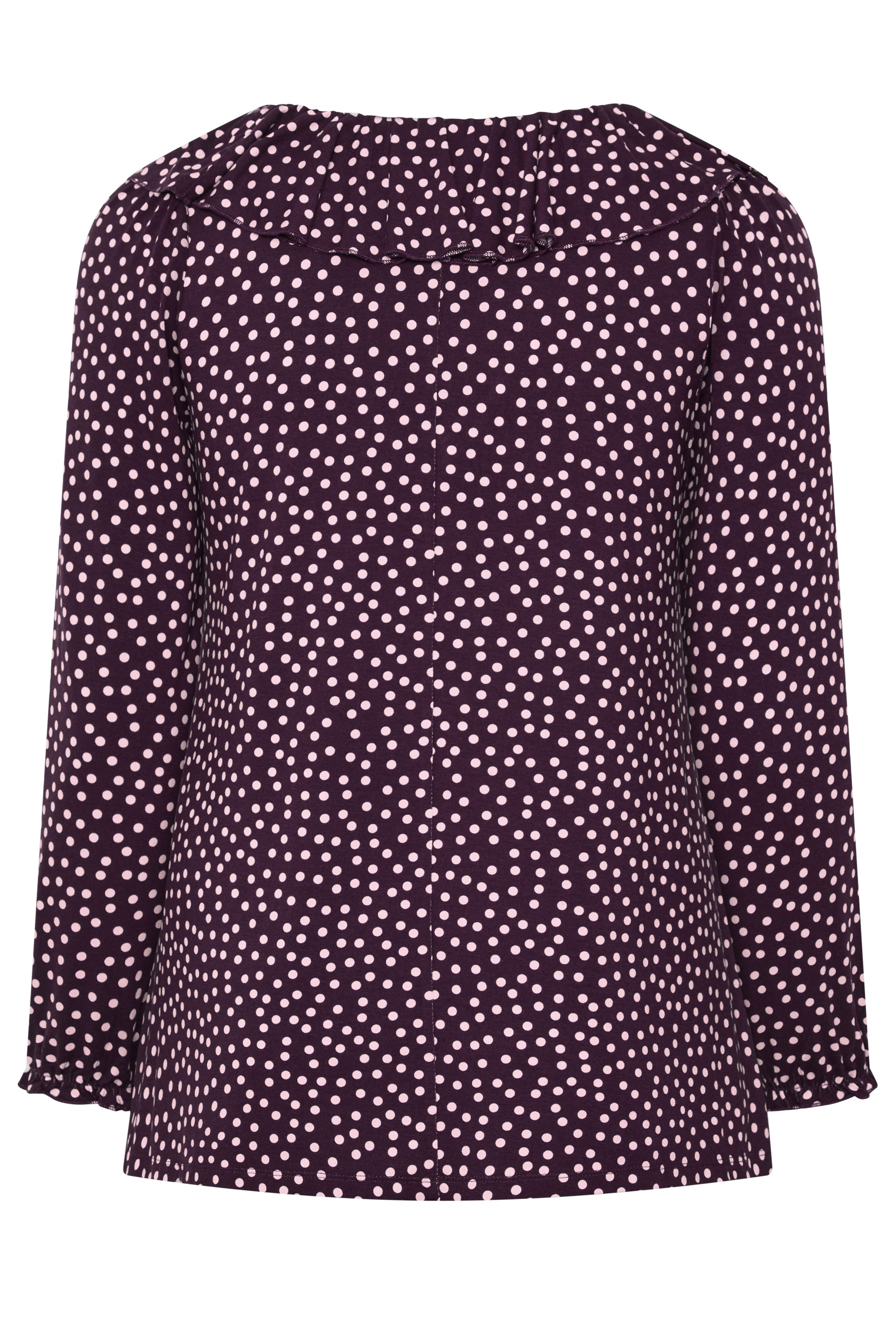 YOURS Plus Size Purple Polka Dot Frill Blouse | Yours Clothing 6