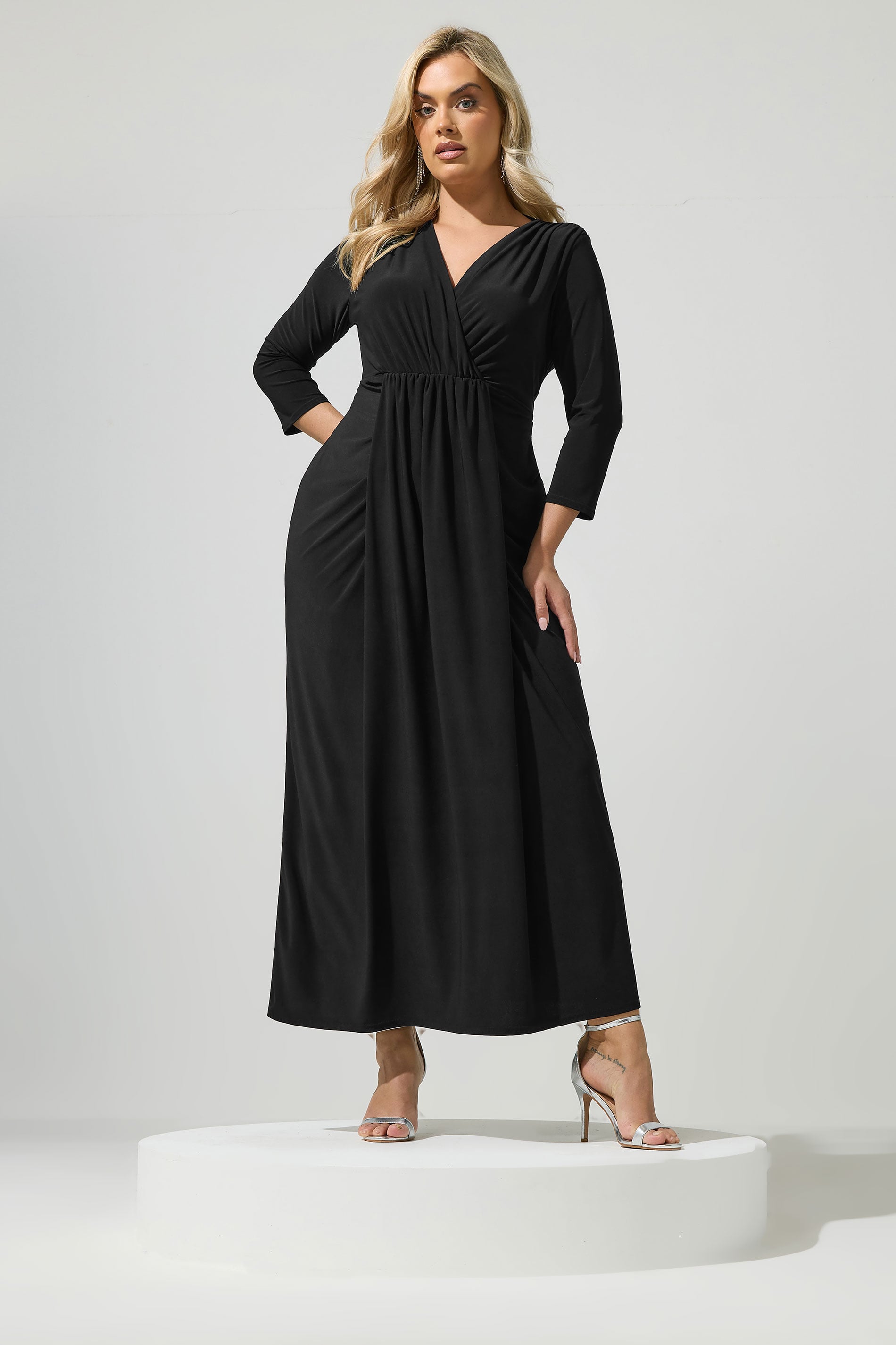 YOURS LONDON Plus Size Black Maxi Wrap Dress | Yours Clothing 3