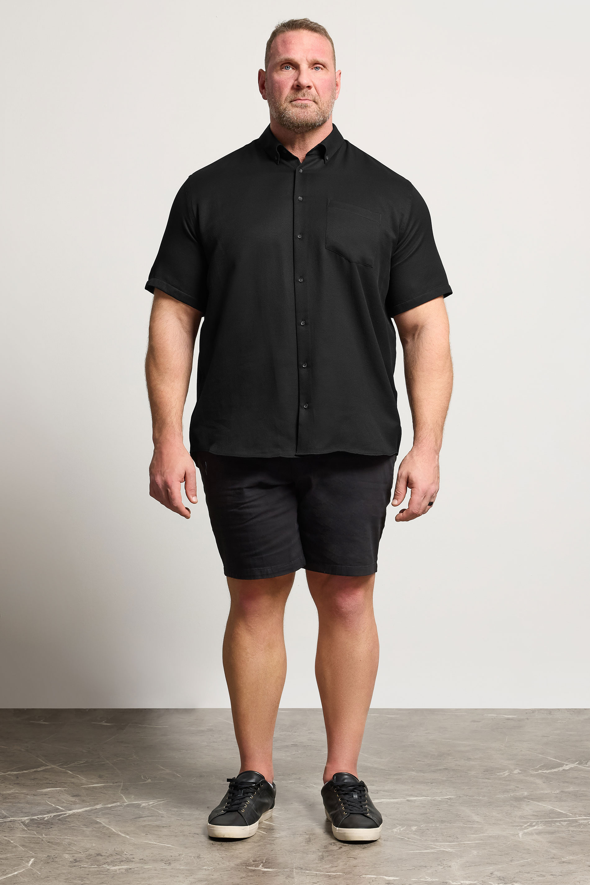 KAM Big & Tall Black Dobby Textured Shirt | BadRhino 1