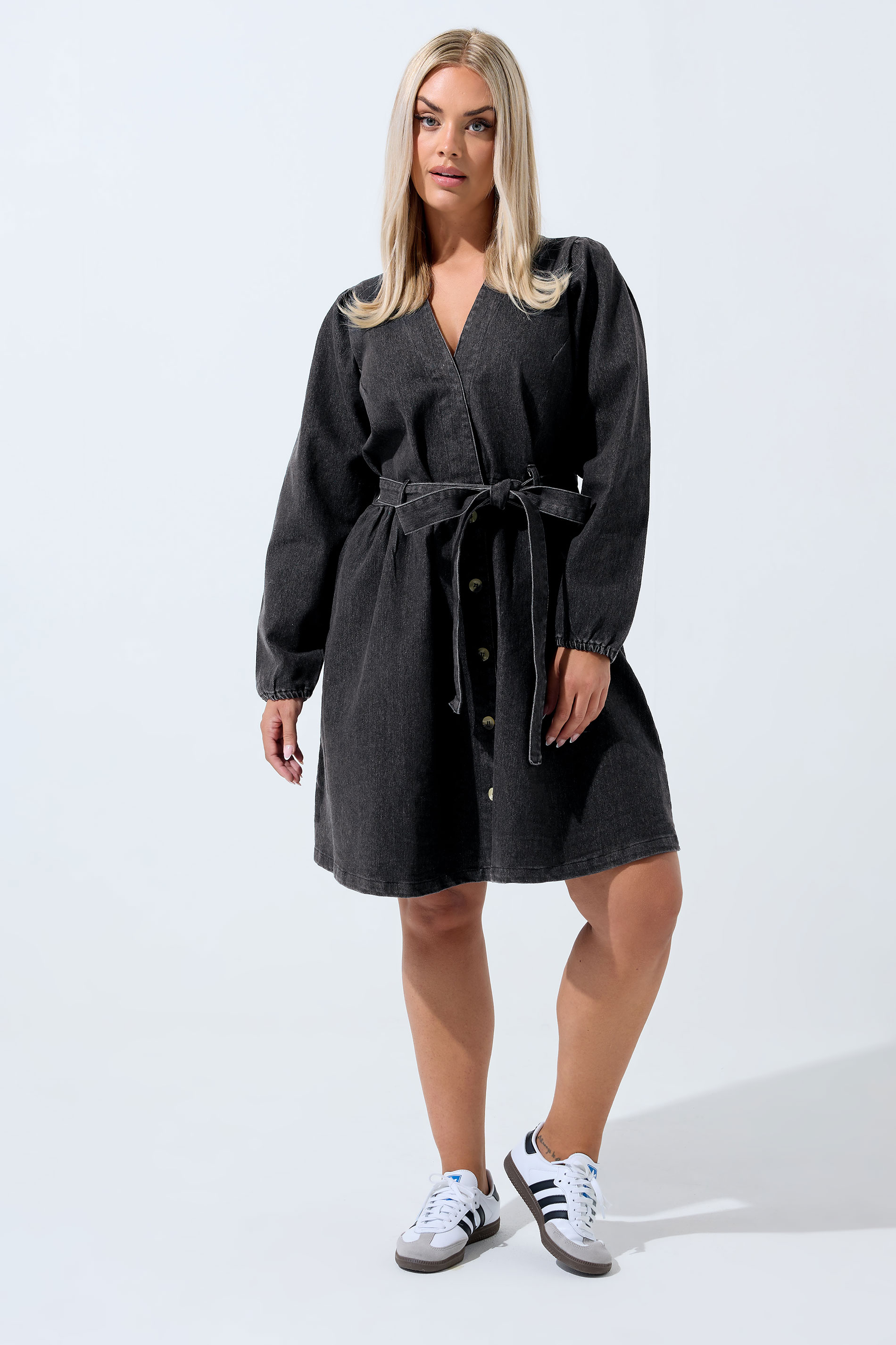 Limited Collection Zwarte Denim Jurk Met Strik Size 42