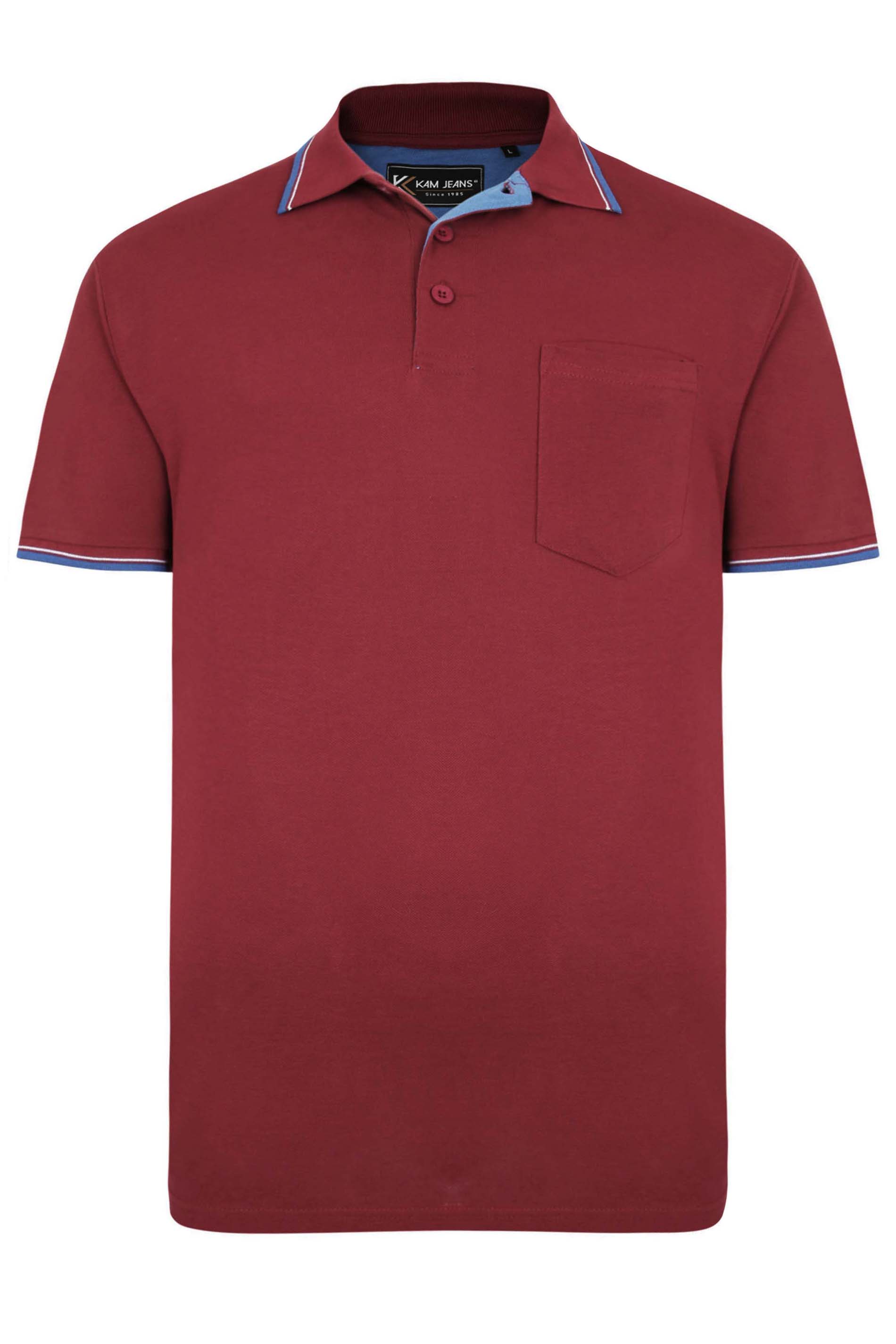 KAM Burgundy Red Tipped Polo Shirt | BadRhino 2