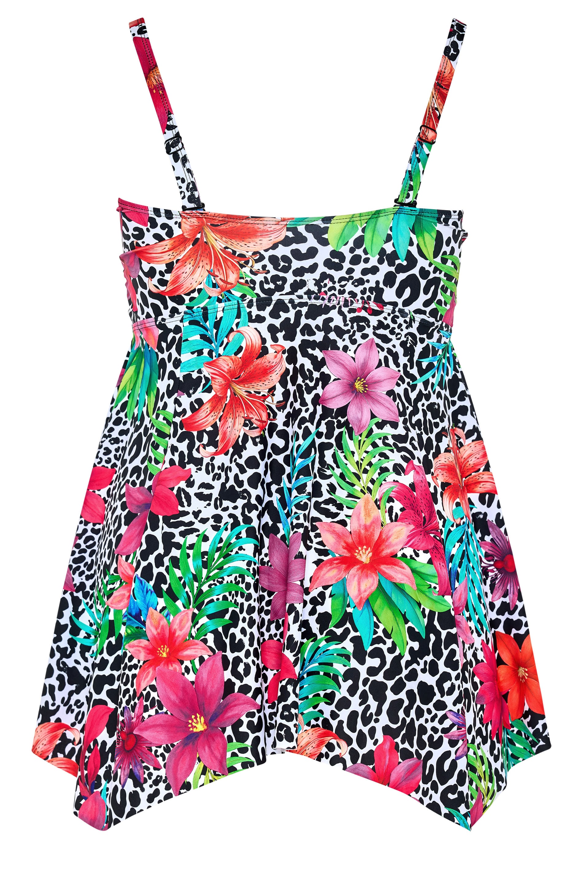 YOURS Plus Size Black Animal Floral Tankini Top | Yours Clothing 8