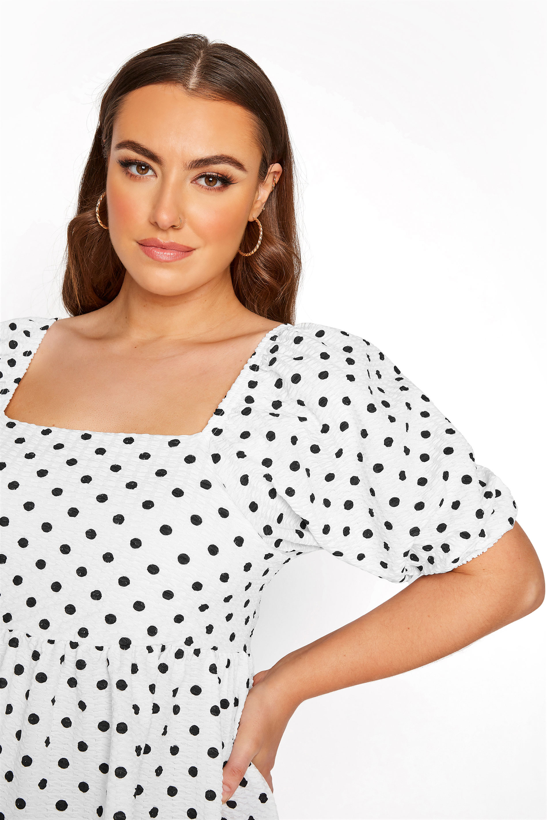 LIMITED COLLECTION White Polka Dot Milkmaid Top | Yours Clothing