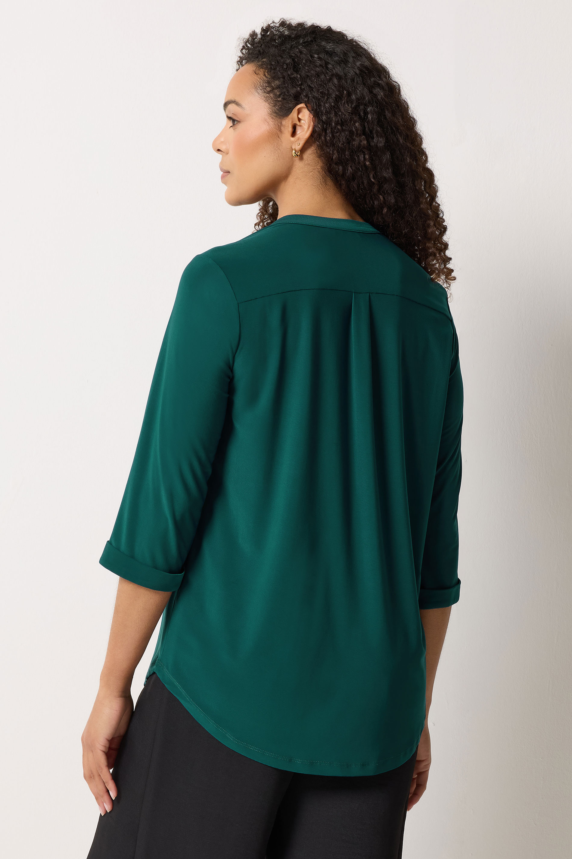 M&Co Green Half Placket Collarless Shirt | M&Co 2