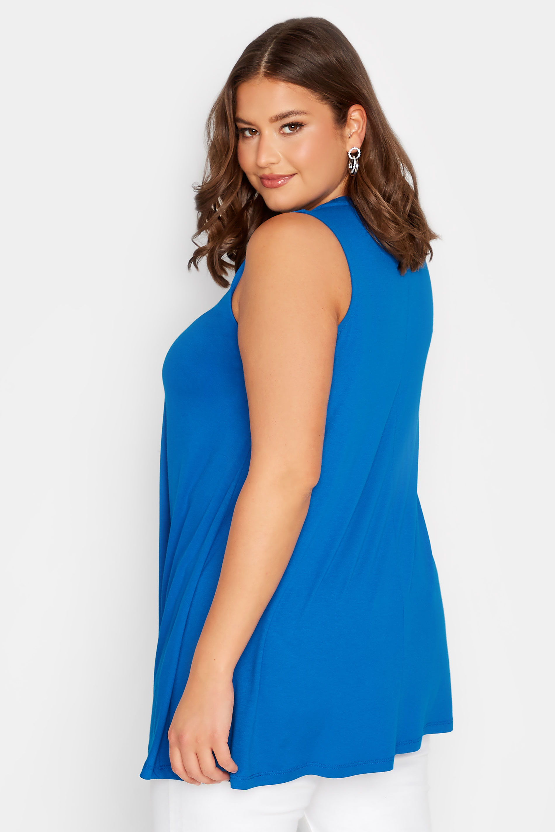 YOURS Curve Plus Size Cobalt Blue Swing Vest Top | Yours Clothing  3