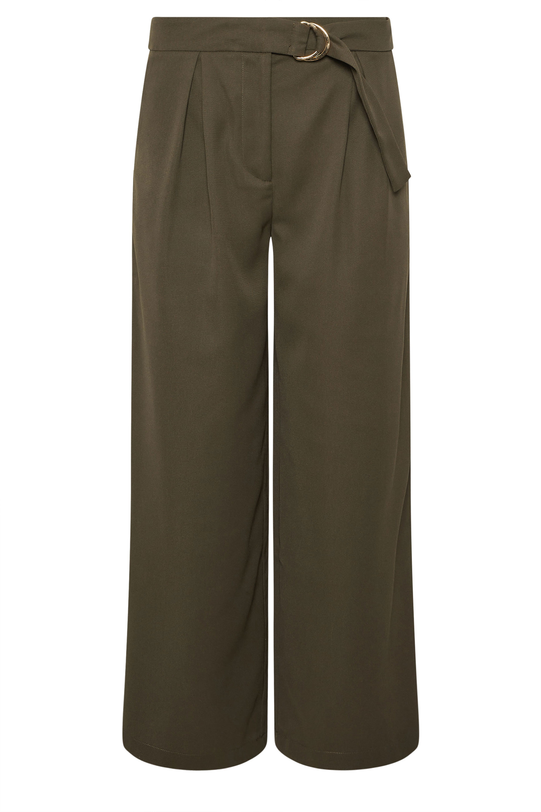 PixieGirl Petite Women's Olive Green Belted Wide Leg Trousers | PixieGirl 5