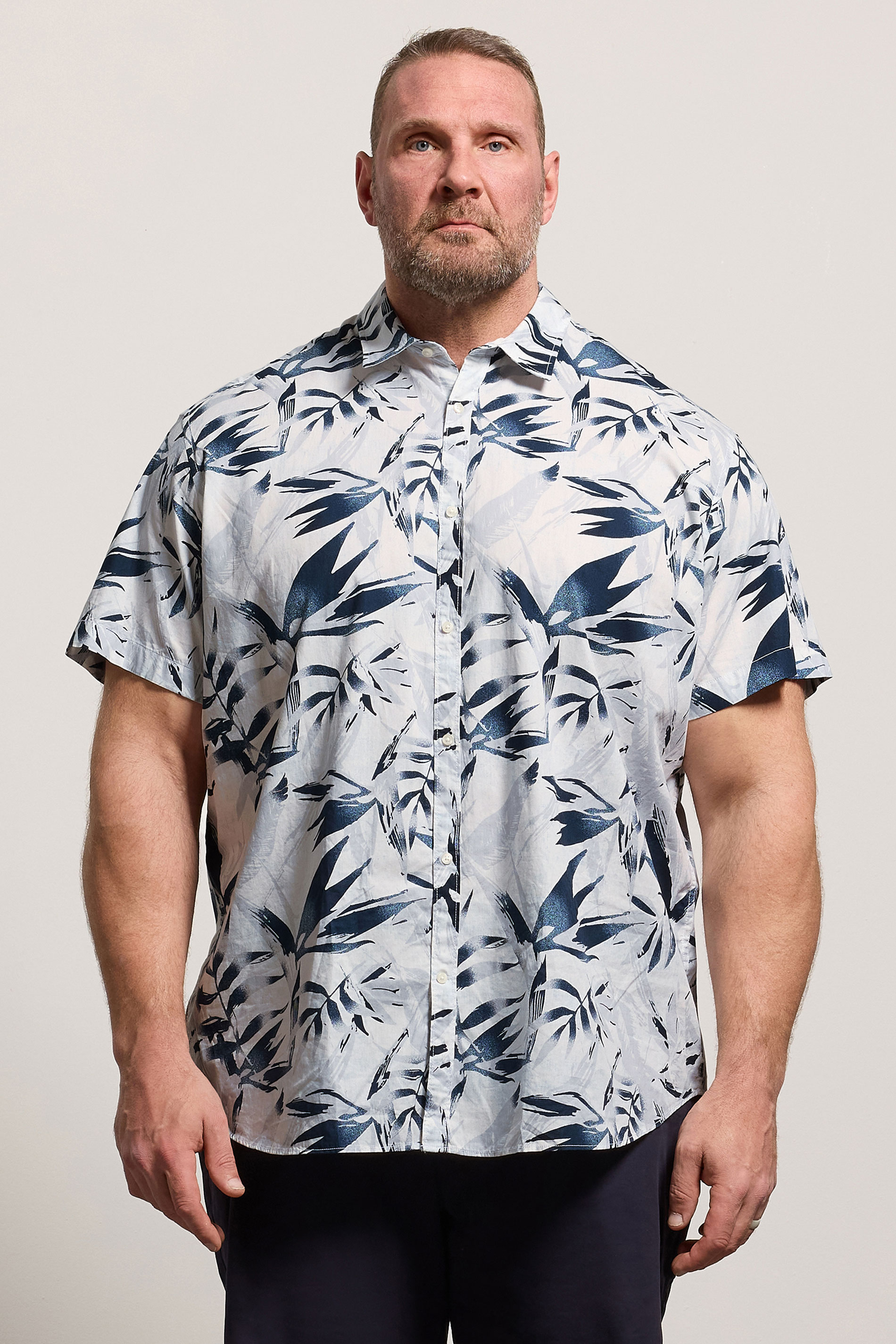 JACK & JONES Big & Tall White Tropical Print Short Sleeve Shirt | BadRhino 3