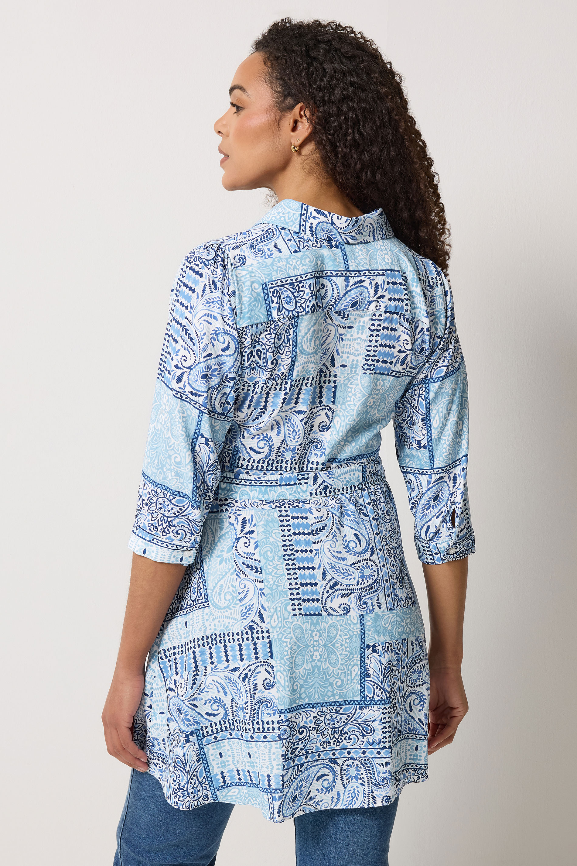 M&Co Blue Tile Printed Belted Tunic Shirt | M&Co 2