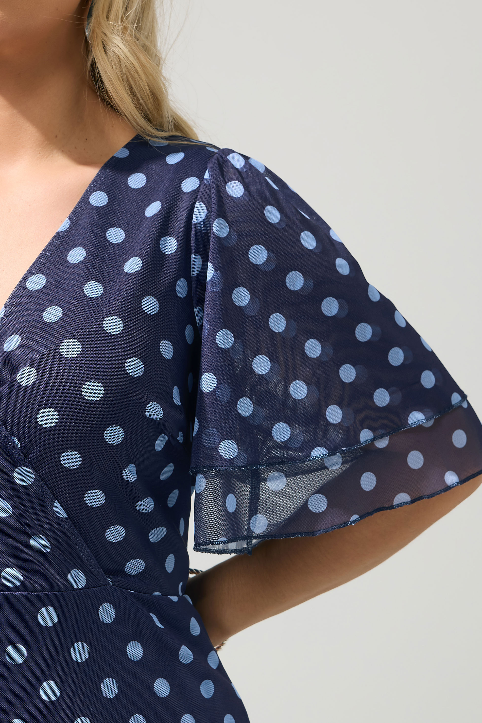 YOURS LONDON Plus Size Navy Blue Polka Dot Wrap Dress | Yours Clothing 4