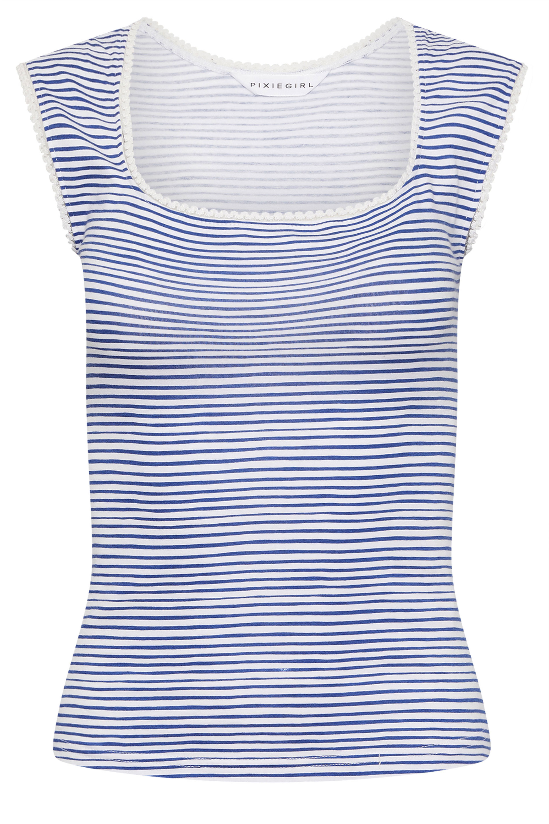 PixieGirl Petite 2 PACK Women's White & Blue Stripe Cotton Vest Top | PixieGirl 7