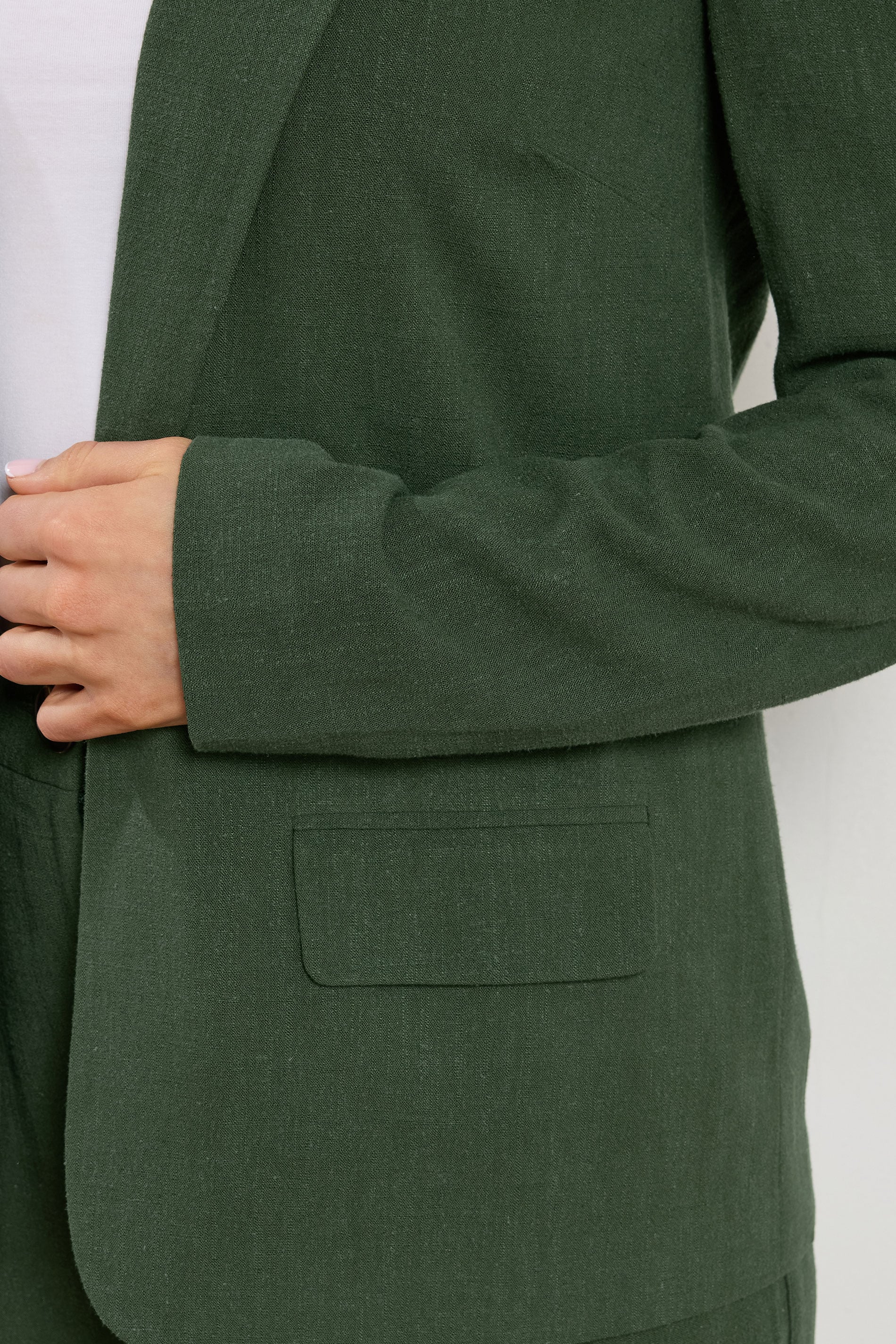 LTS Tall Women's Dark Green Linen Blazer | Long Tall Sally 5