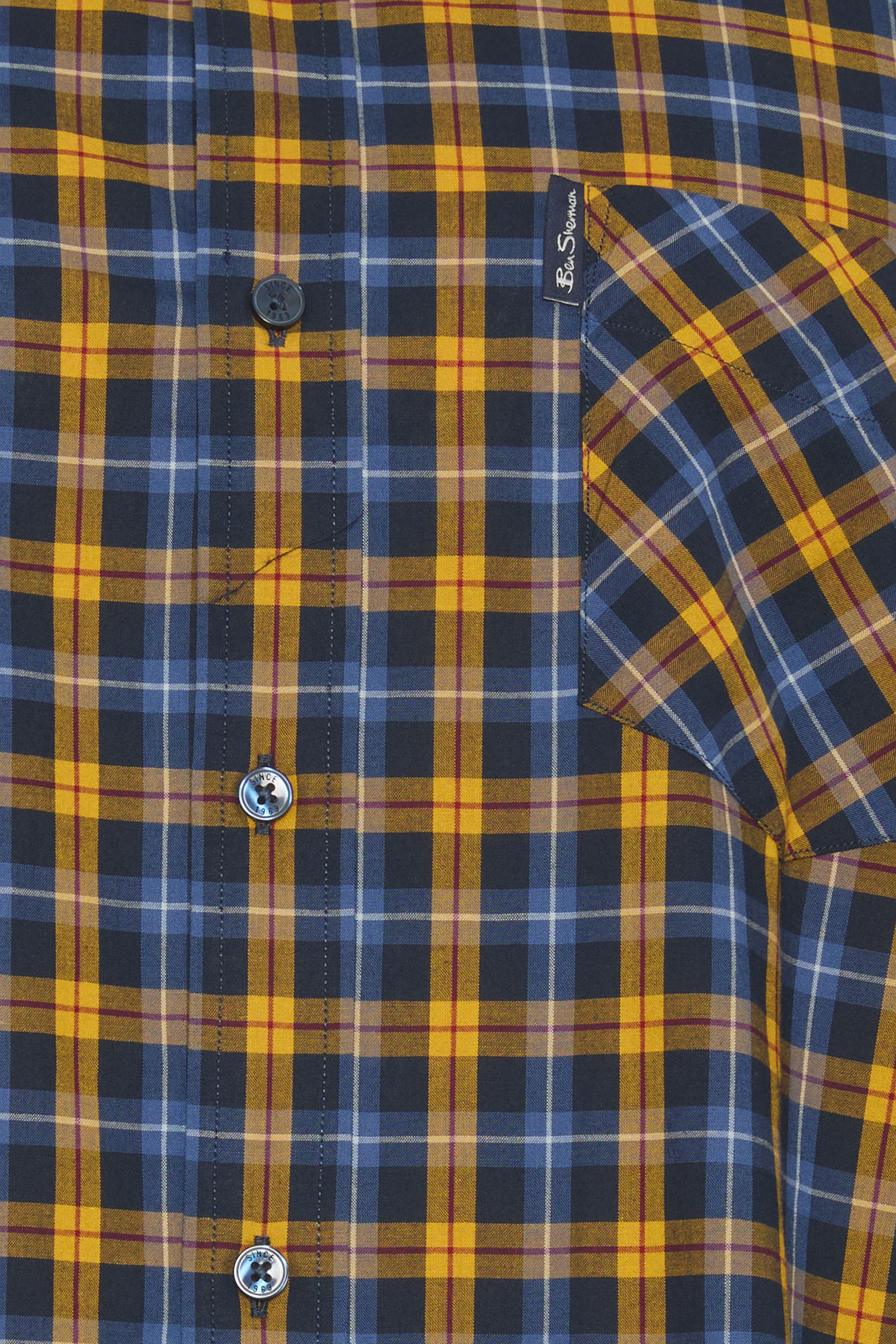 BEN SHERMAN Big & Tall Gold Yellow Check Print Shirt | BadRhino 5