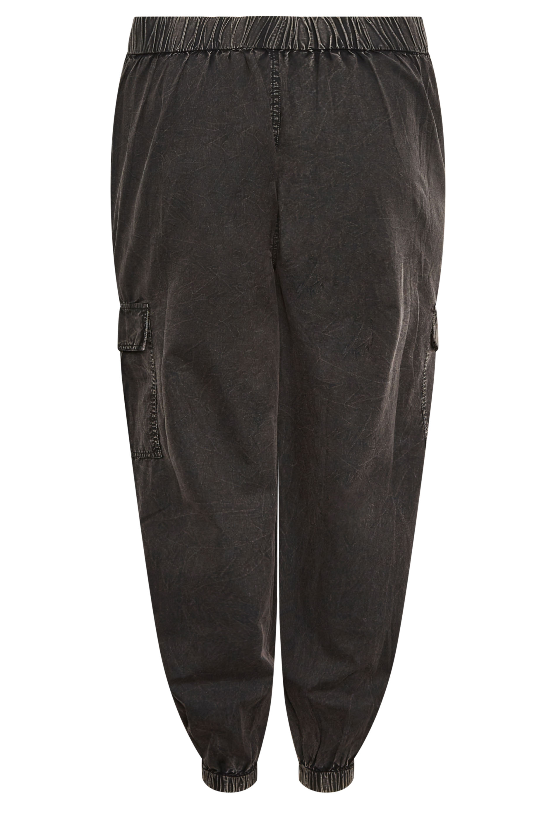 YOURS Curve Black Cuffed Cargo Trousers
