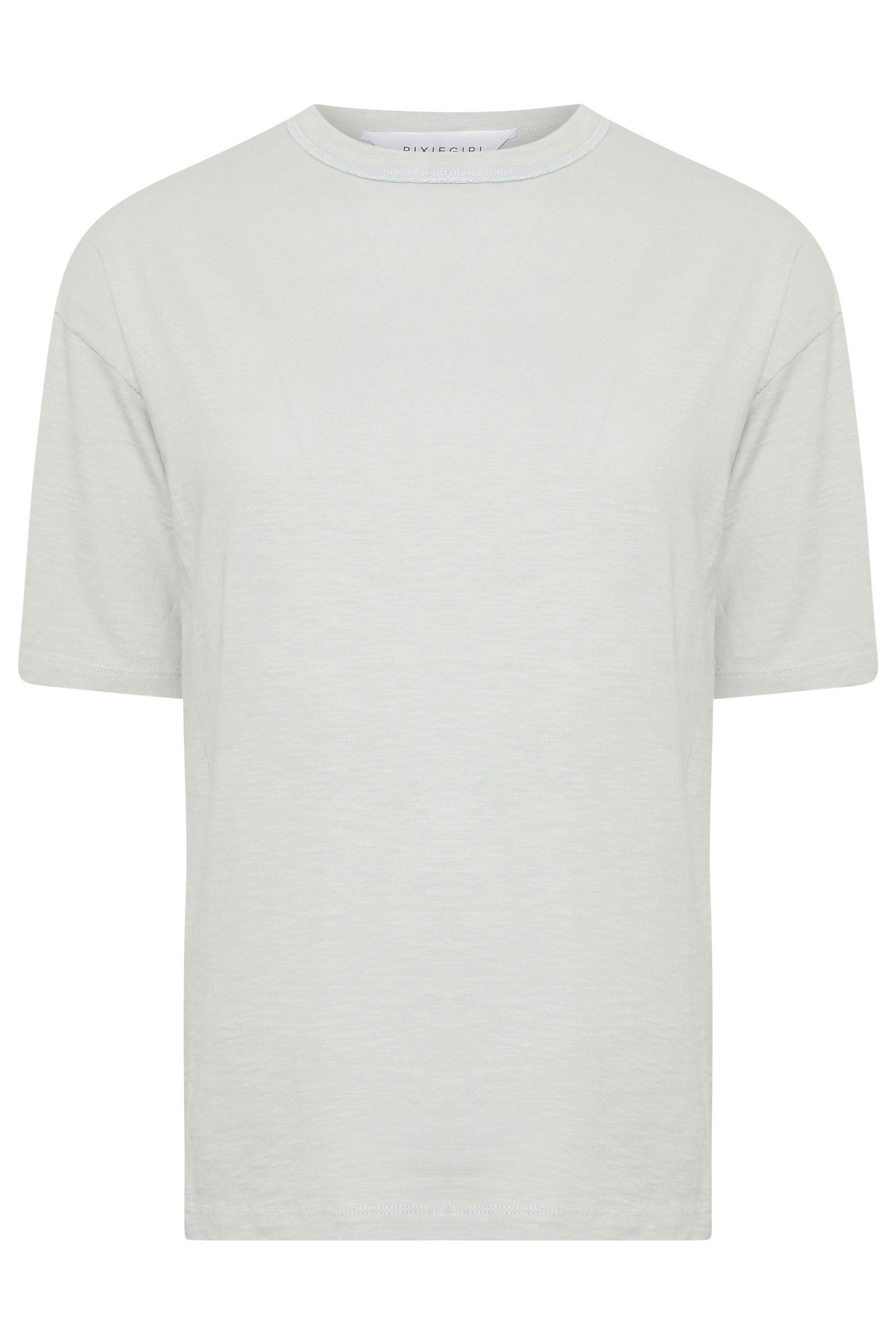 PixieGirl Petite Women's 2 PACK Grey & Yellow Seam Detail Cotton T-Shirt | PixieGirl 9