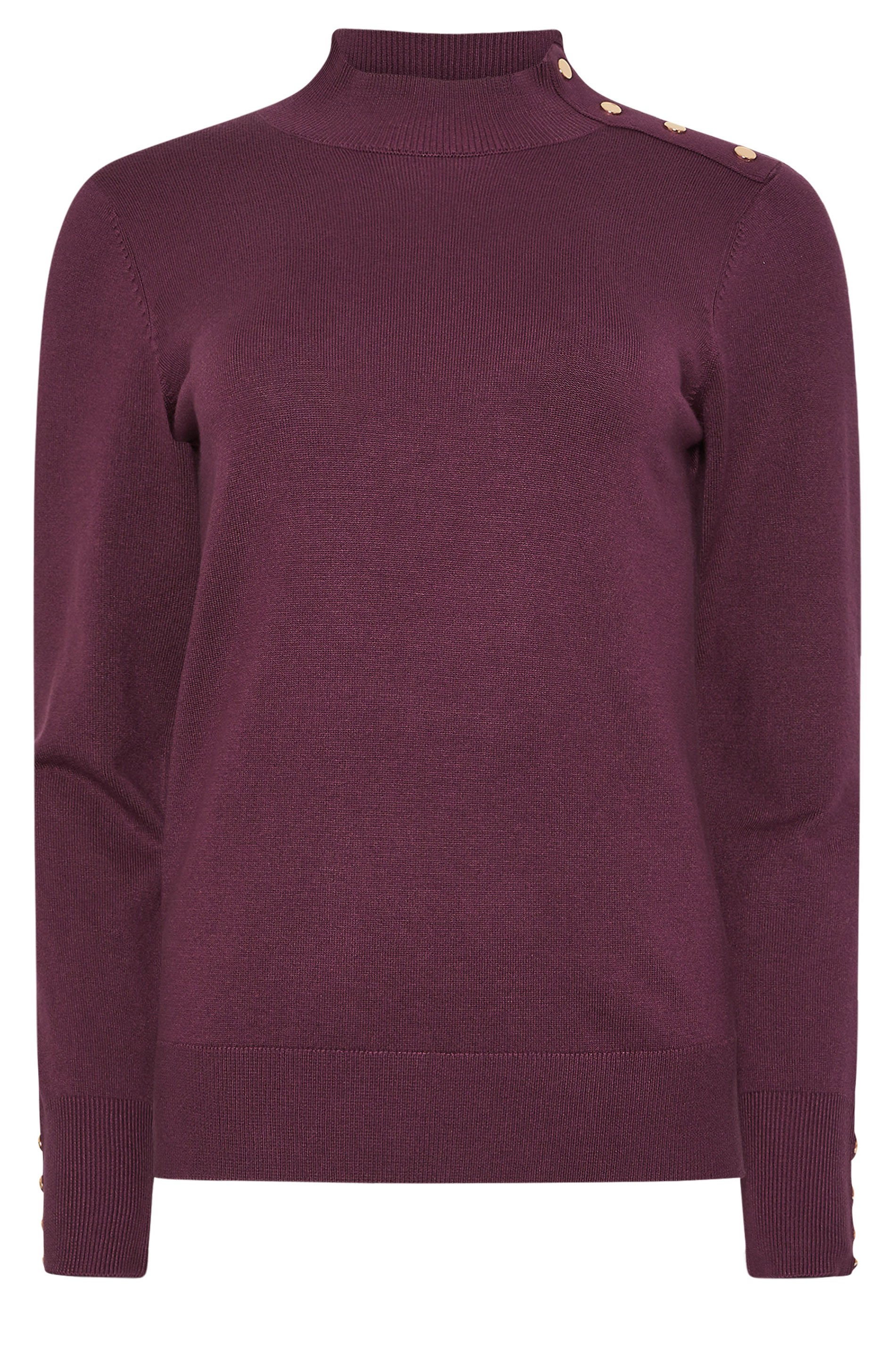 M&Co Berry Purple Button Turtle Neck Jumper | M&Co 5