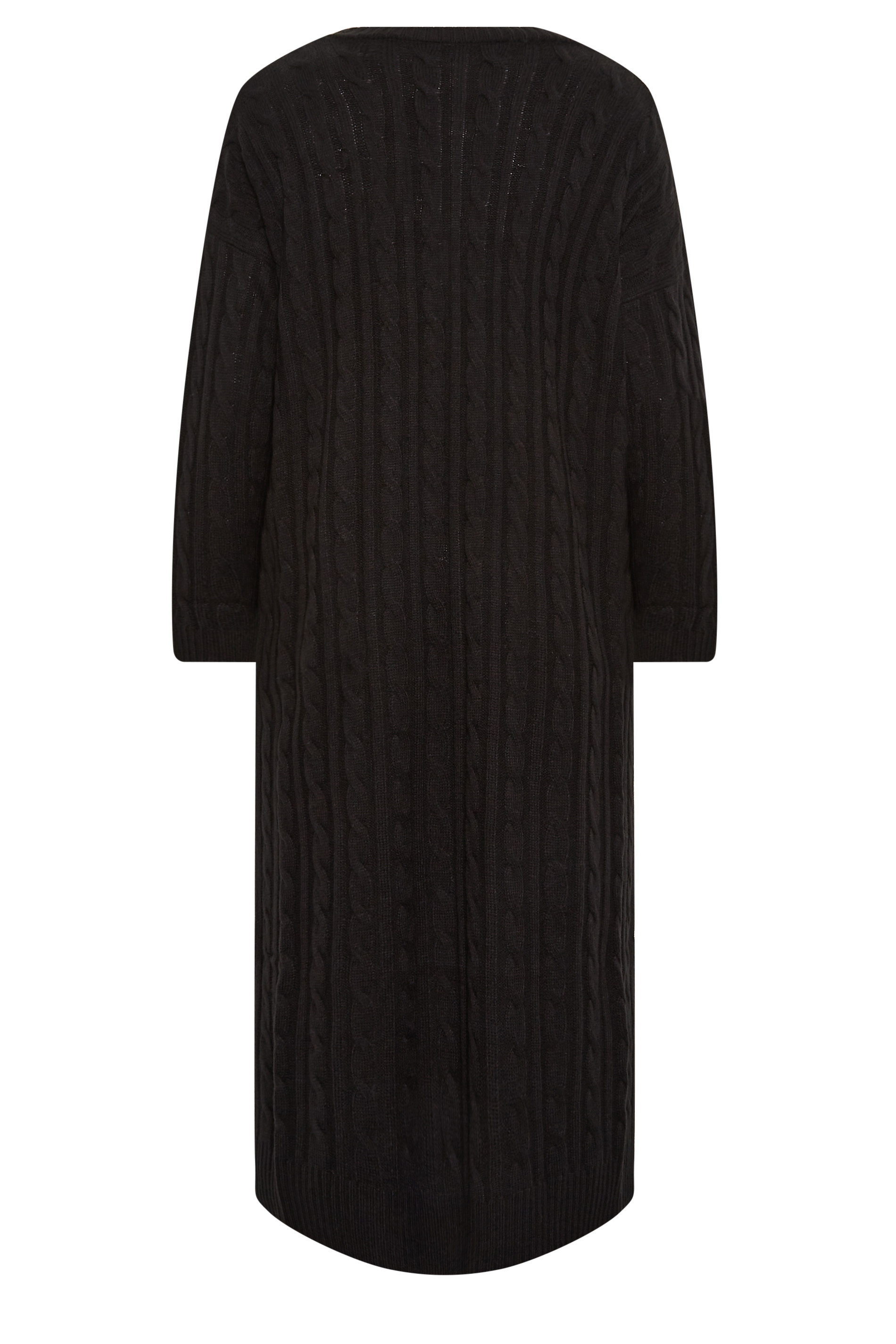 YOURS Plus Size Black Cable Knitted Maxi Cardigan